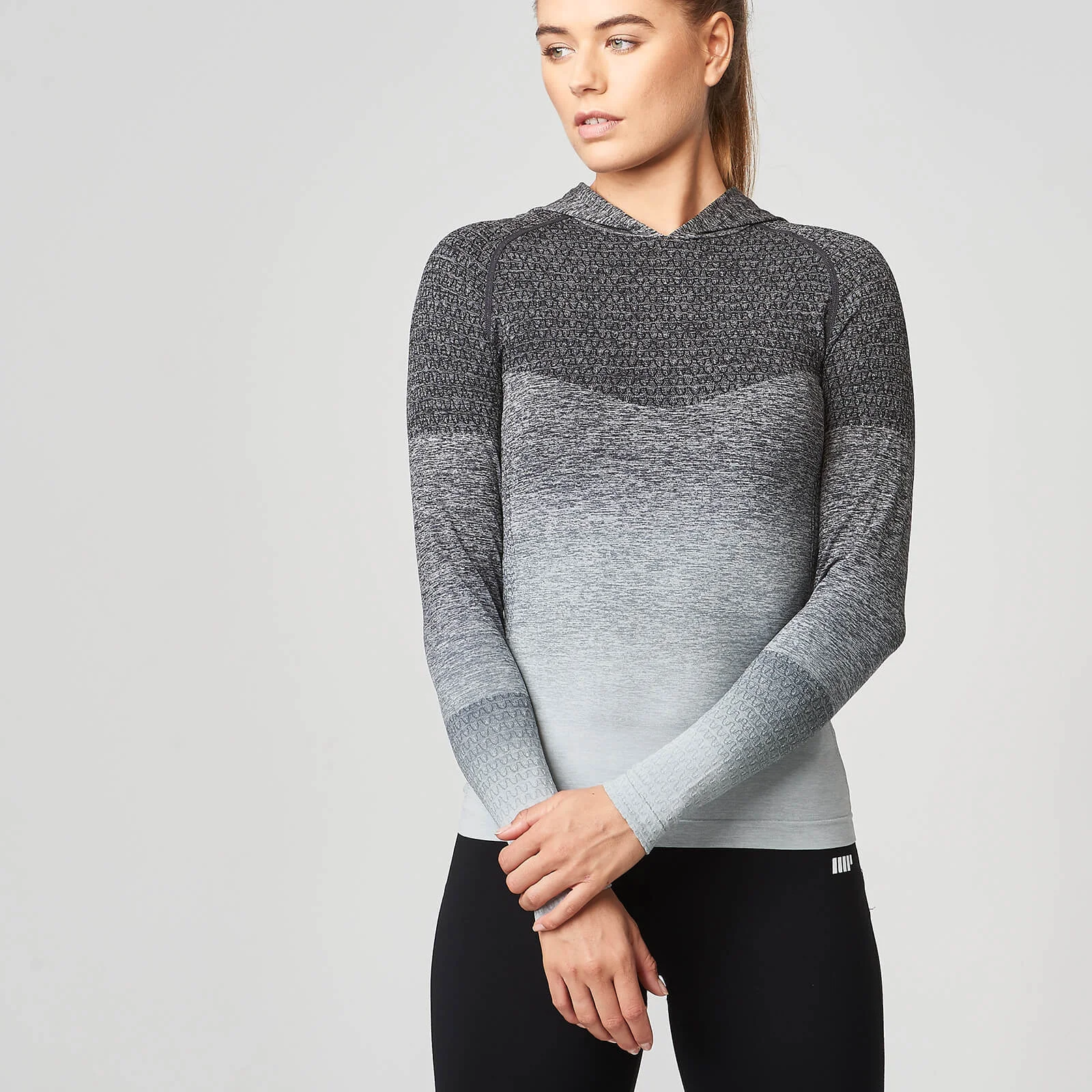 Seamless Ombre Hoodie - XS - Black Image 1
