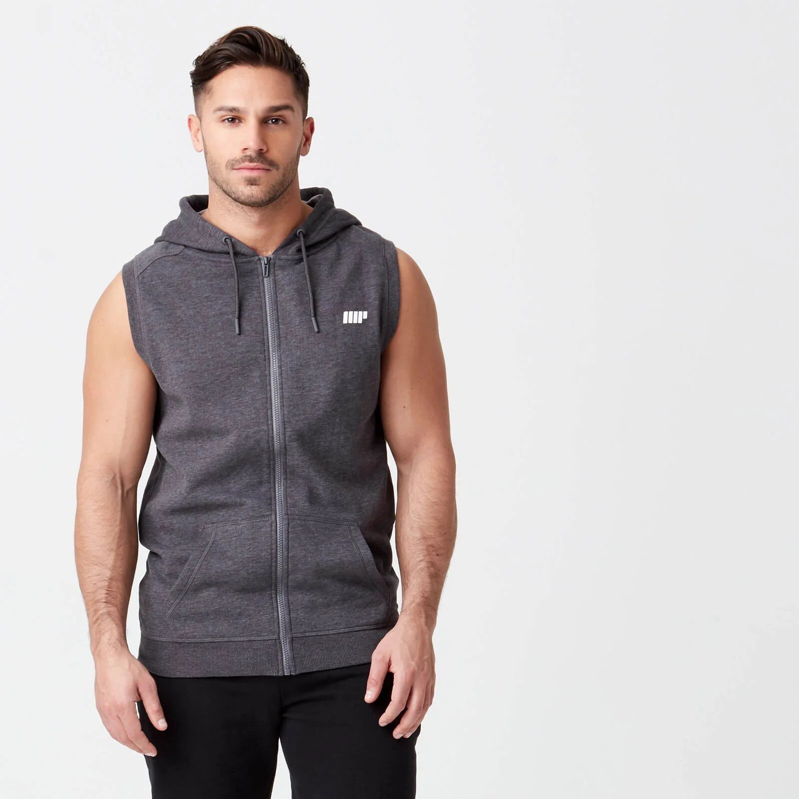 MP Men's Tru-Fit Sleeveless Hoodie - Charcoal - XS Image 1