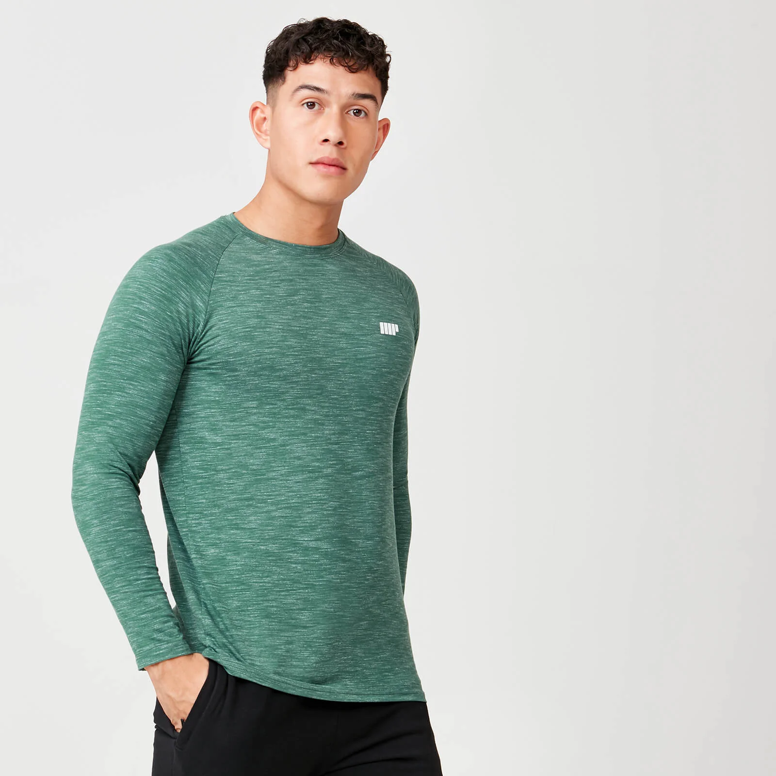 MP Men's Performance Long Sleeve Top - Green Marl - XS - Dark Green Marl Image 1
