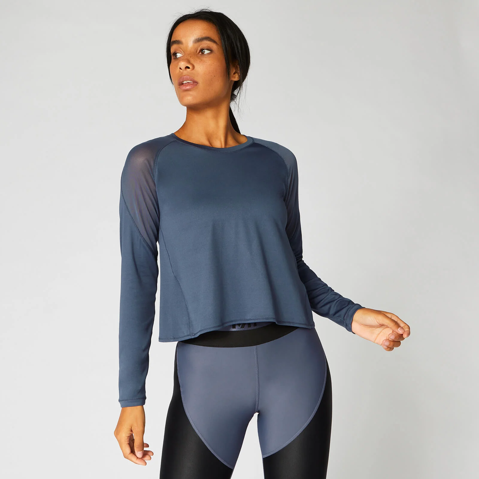 MP Mesh Panel Long Sleeve Top - Dark Indigo - XS Image 1