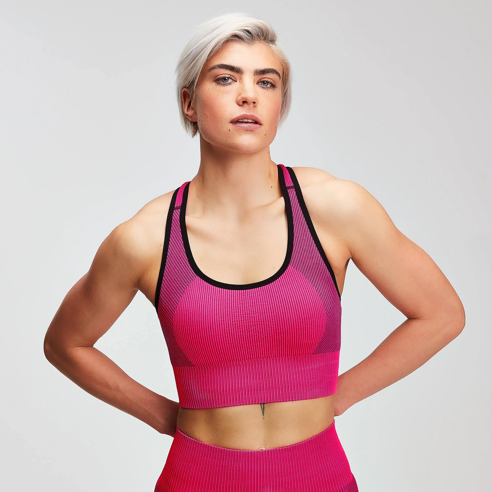 MP Women's Contrast Seamless Sports Bra - Super Pink - XS Image 1