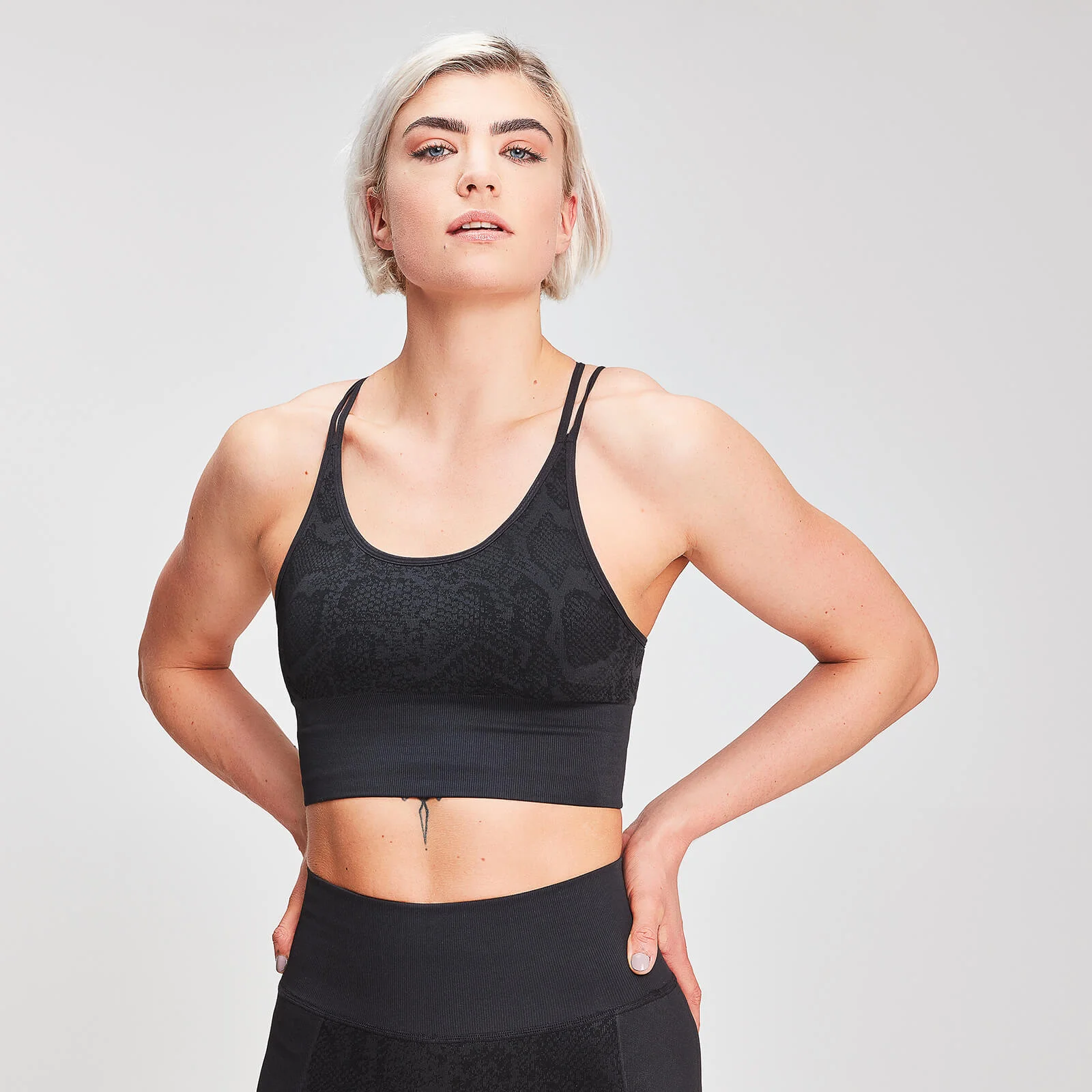 MP Women's Animal Snake Seamless Sports Bra - Black - XS Image 1