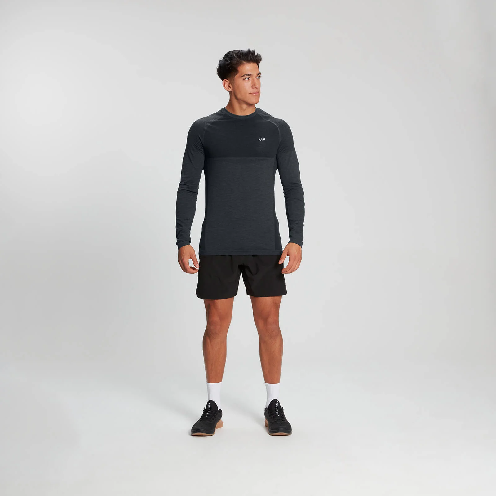 MP Men's Essential Long Sleeve Seamless T-Shirt - Carbon Marl - XS Image 1