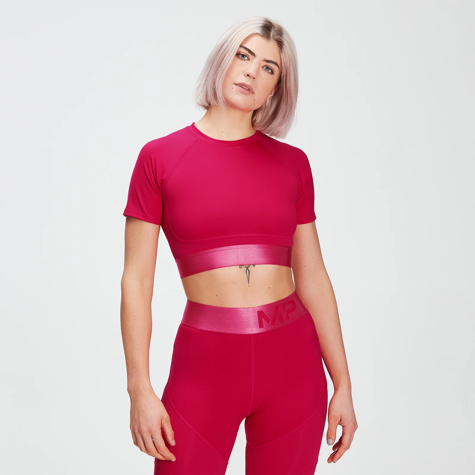 MP Women's Adapt Textured Crop Top- Virtual Pink - XXS Image 1