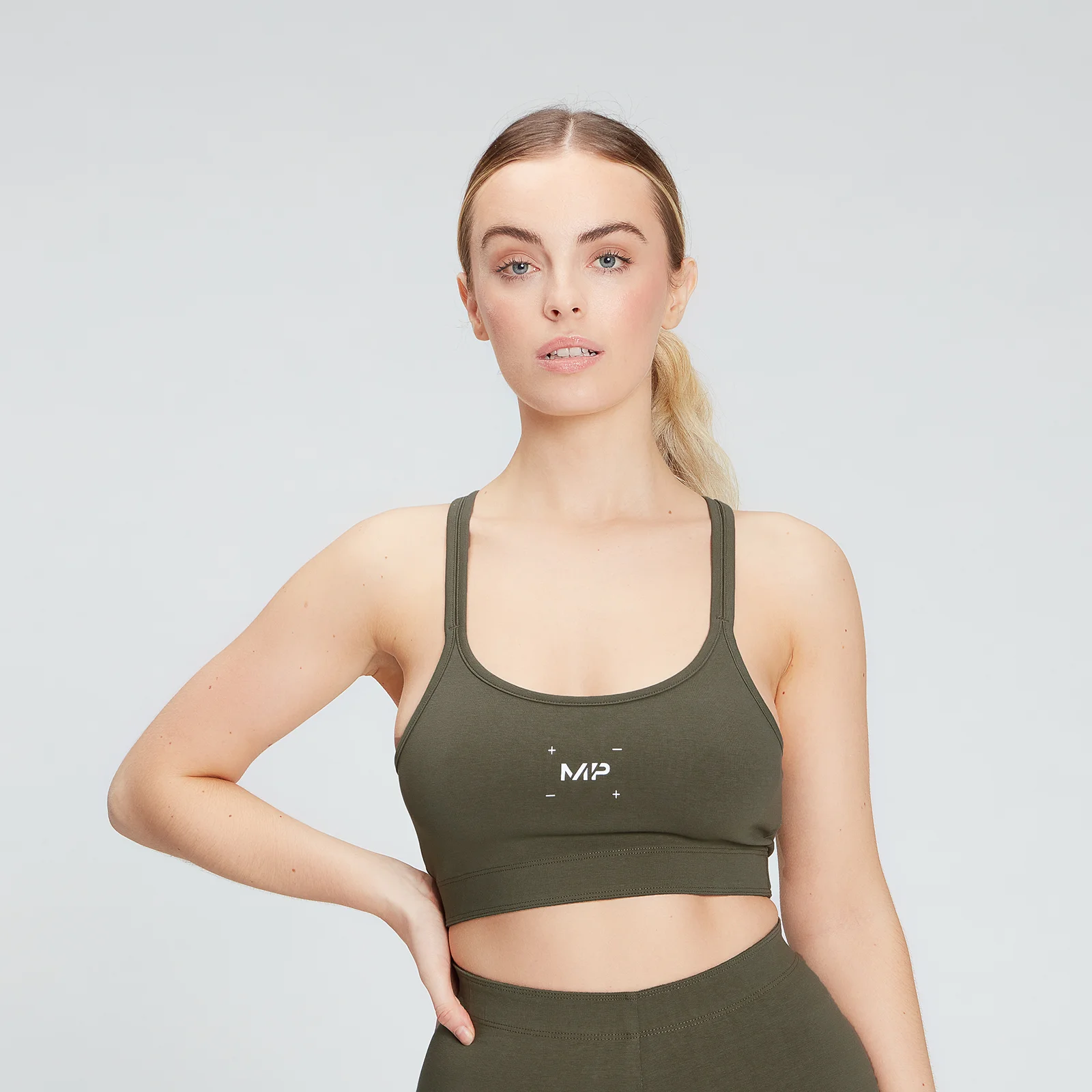 MP Women's Central Graphic Bra - Dark Olive - XXS Image 1