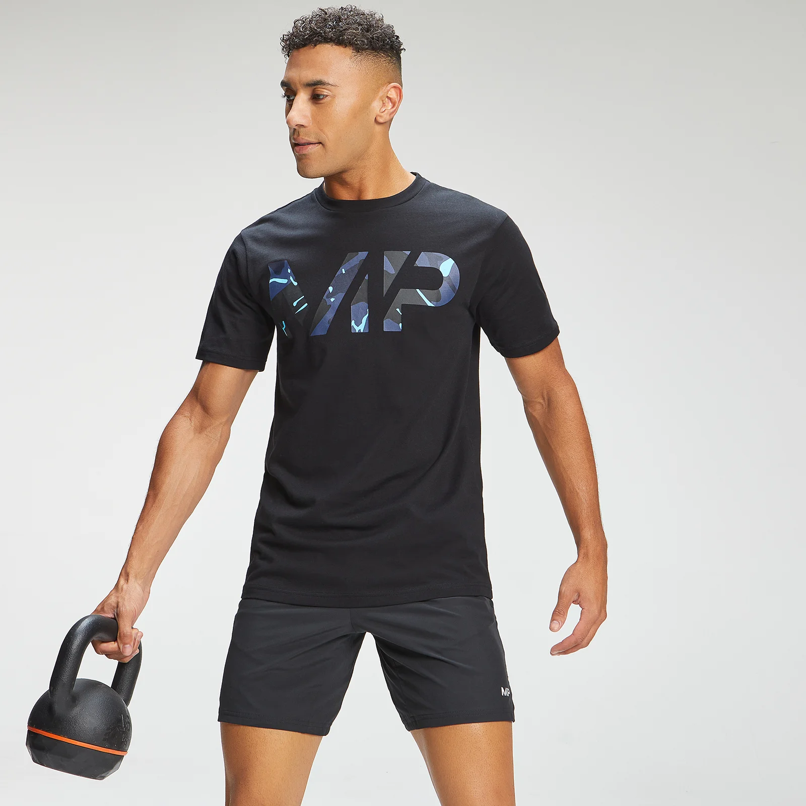 MP Men's Adapt Camo Logo Short Sleeve T-Shirt - Black/Blue Camo - XXS Image 1