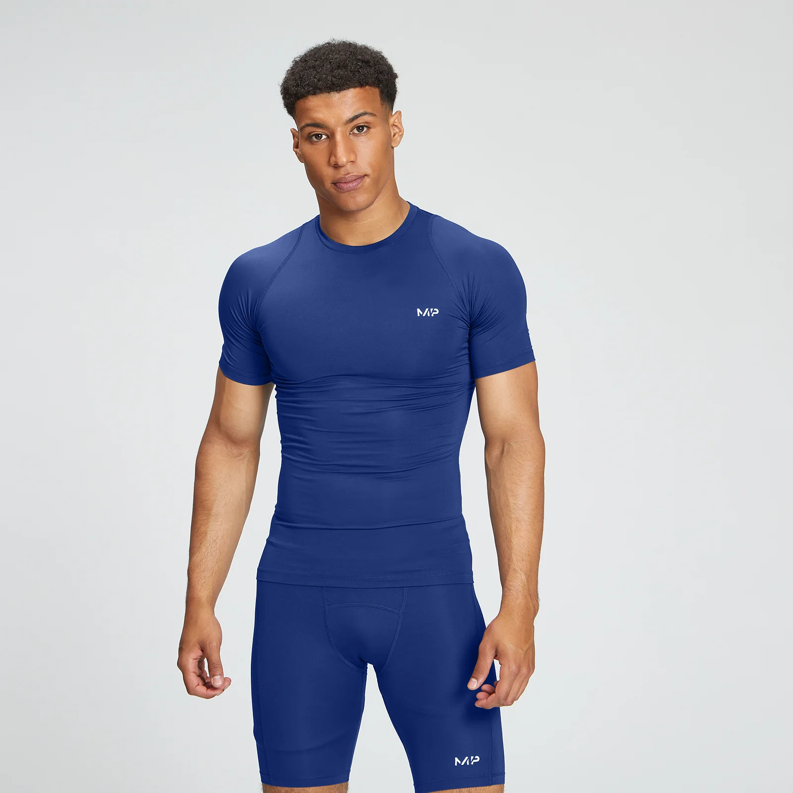 MP Men's Training Short Sleeve Baselayer - Intense Blue - XXS Image 1