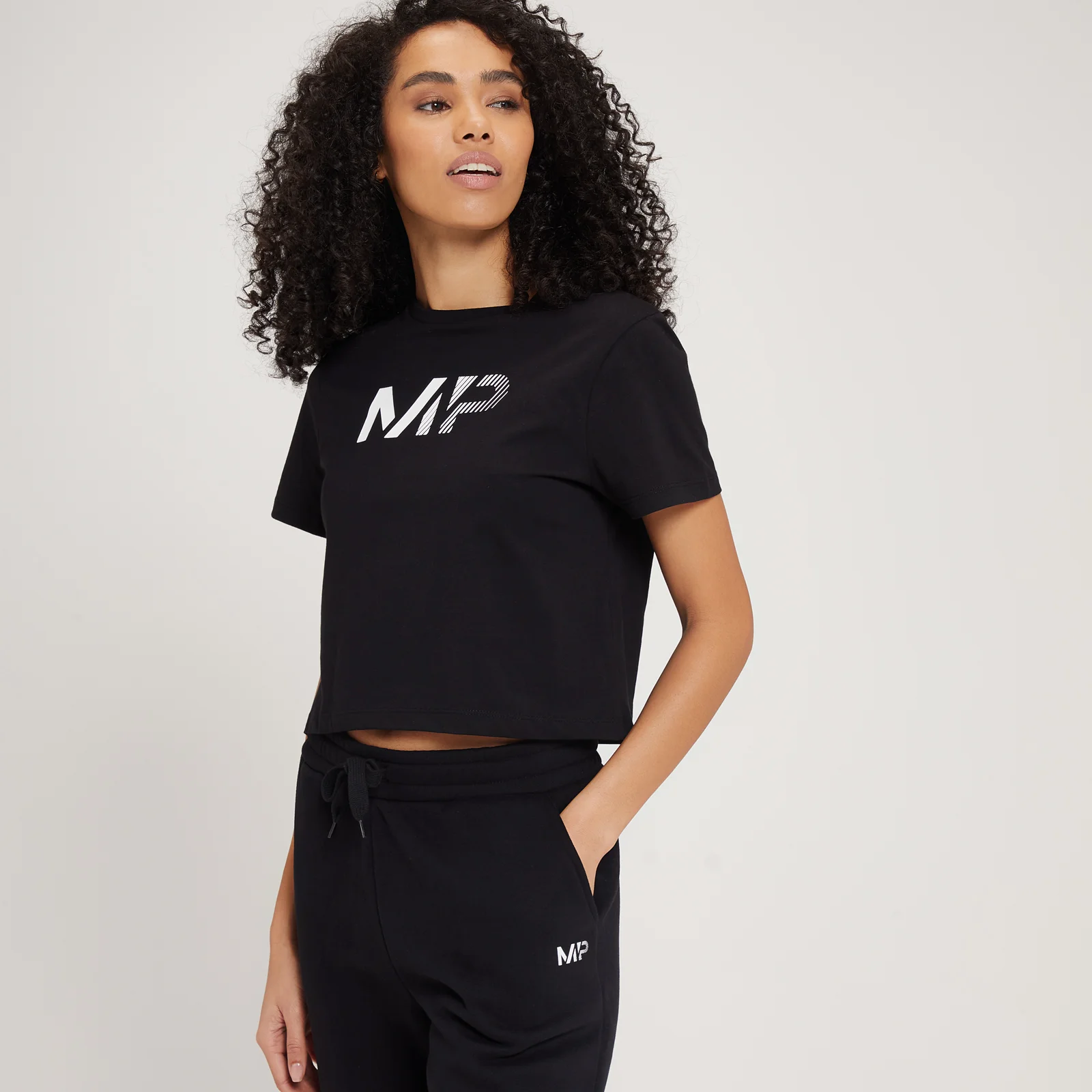 MP Women's Fade Graphic Crop T-Shirt - Black - XXS Image 1