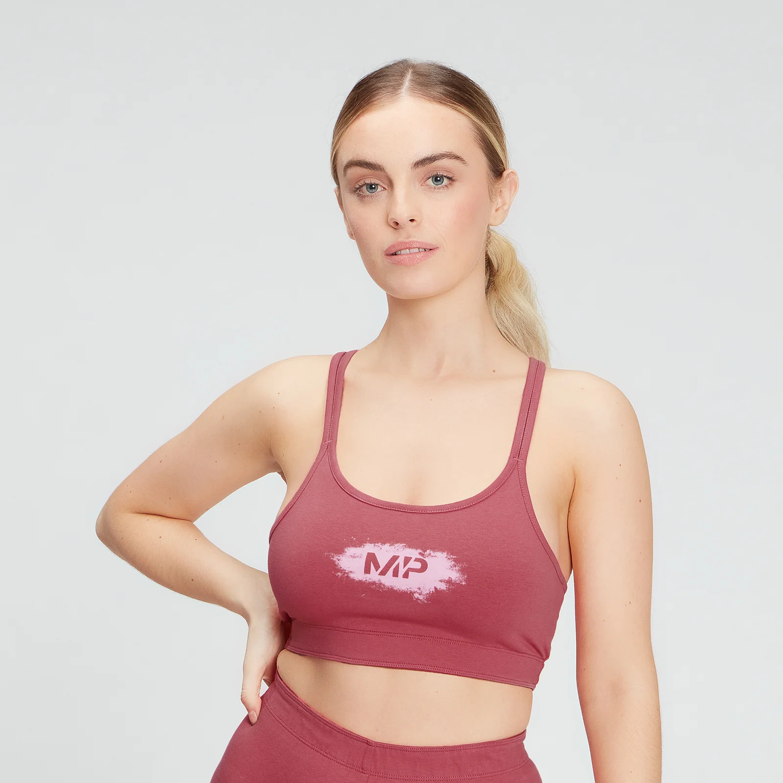 MP Women's Chalk Graphic Sports Bra - Berry Pink - XXS Image 1