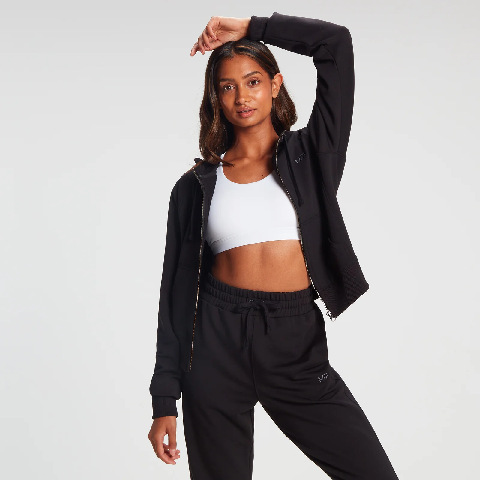 MP Women's Rest Day Zip Through Hoodie Washed Black - XXS Image 1