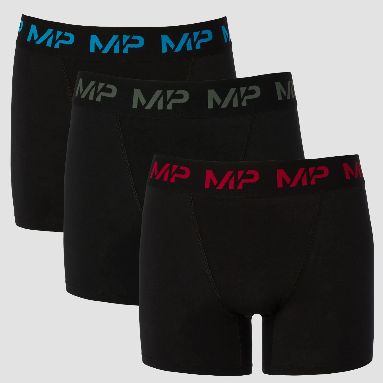 MP Men's Coloured logo Boxers (3 Pack) - Wine/Cactus/Bright Blue - XXS Image 1