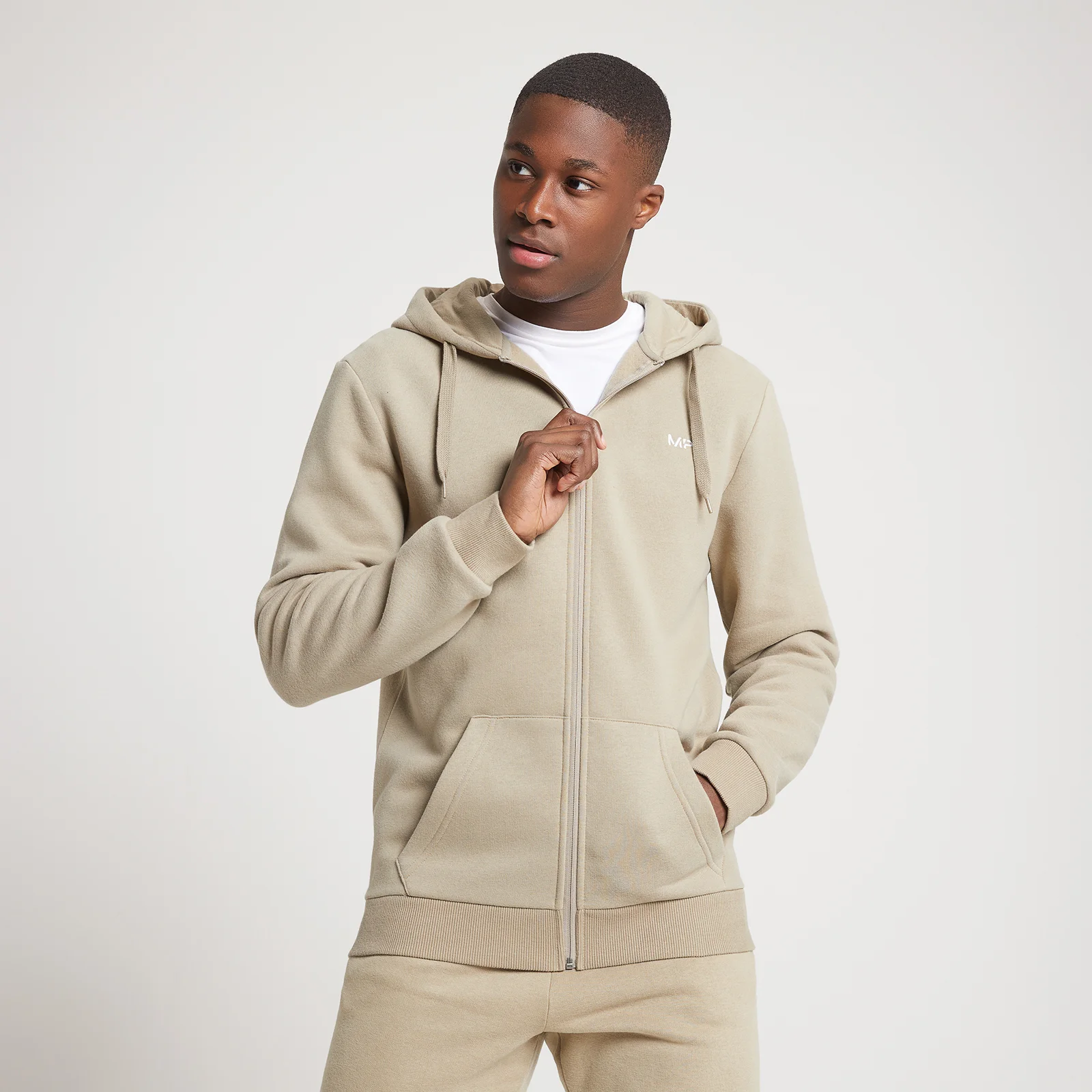 MP Men's Rest Day Zip Through Hoodie - Taupe - M Image 1