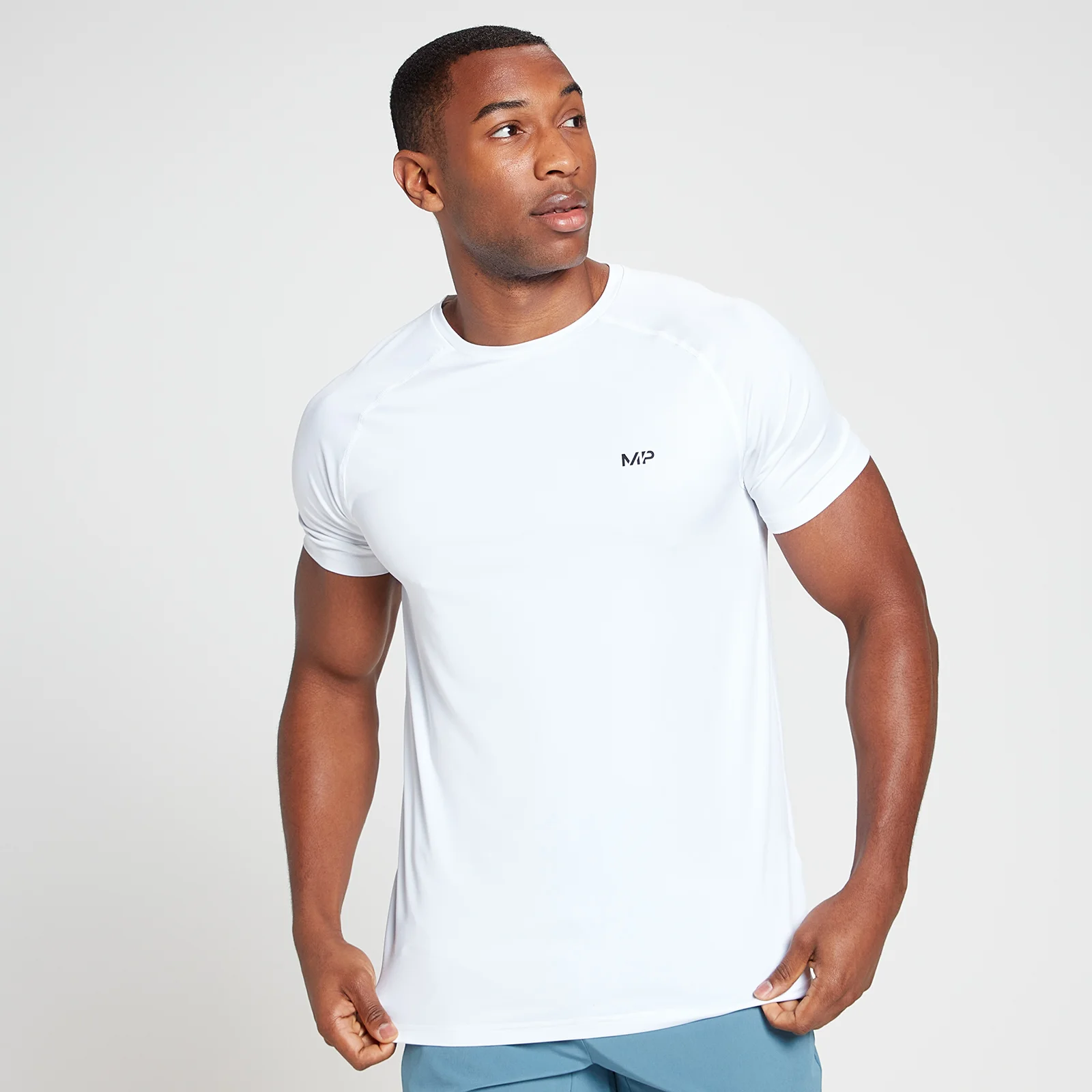 MP Men's Run Graphic Training Short Sleeve T-Shirt - White - S Image 1