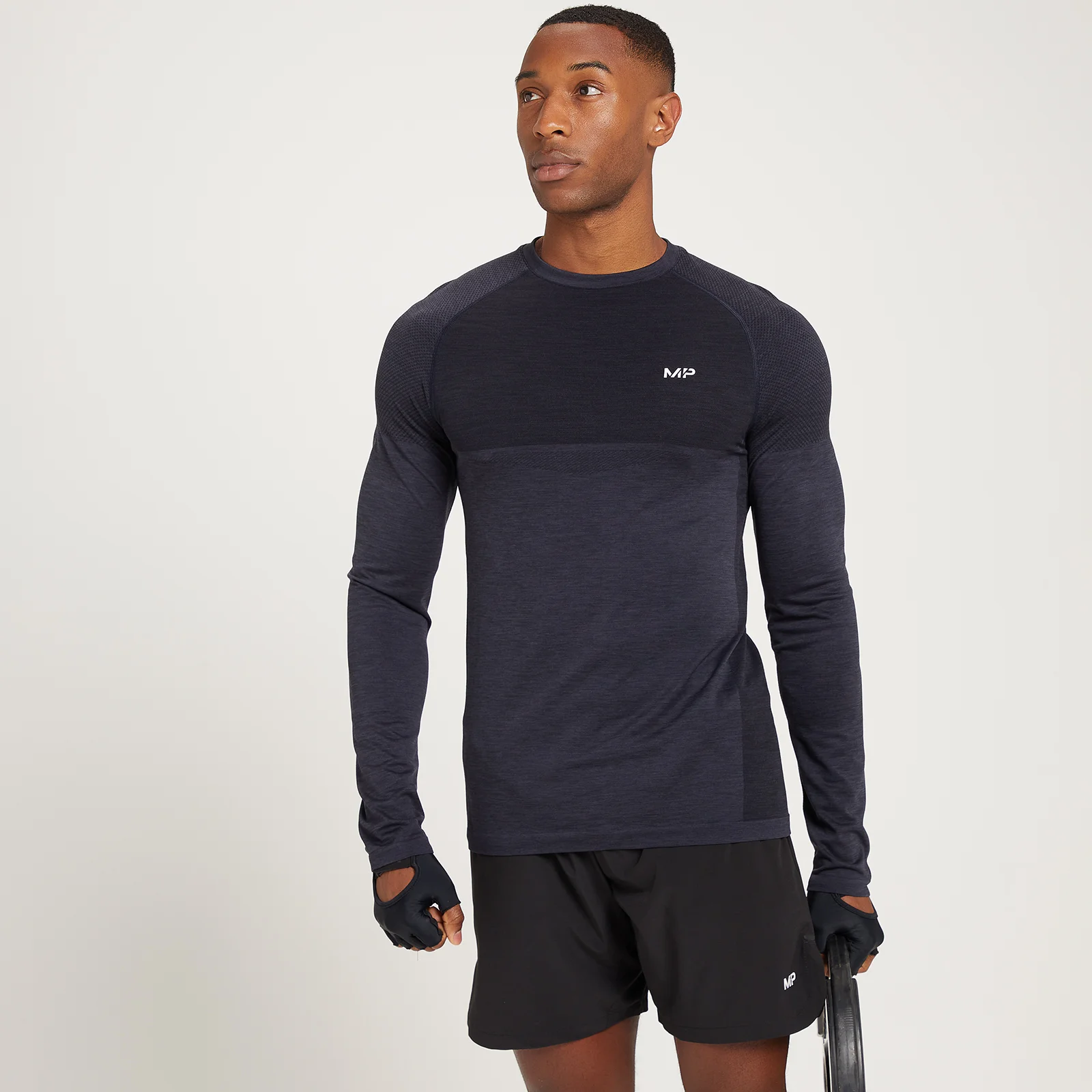 MP Men's Seamless Long Sleeve Top - Black Marl - XS Image 1