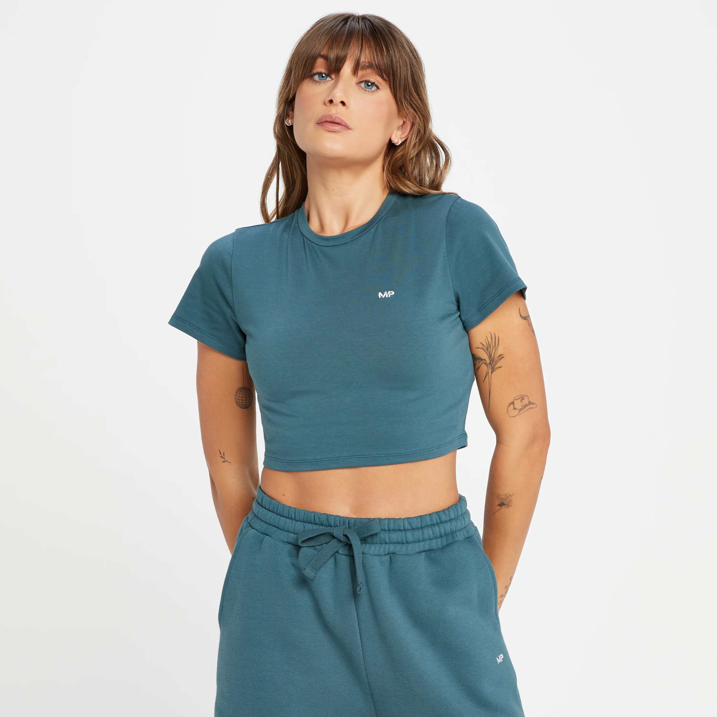 MP Women's Rest Day Body Fit Crop T-Shirt - Smoke Blue - XXS Image 1