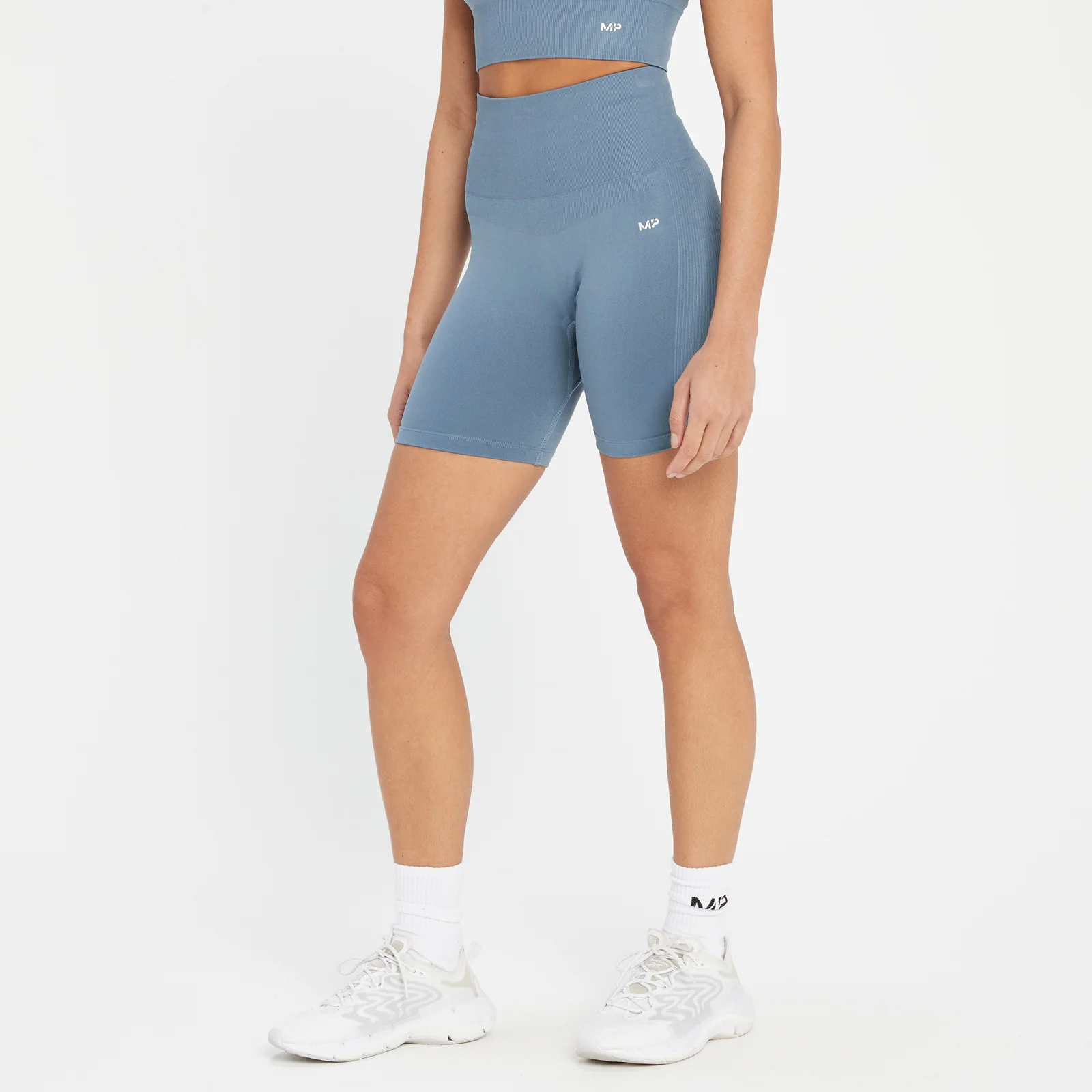 MP Women's Shape Seamless Cycling Shorts - Pebble Blue - XXS Image 1