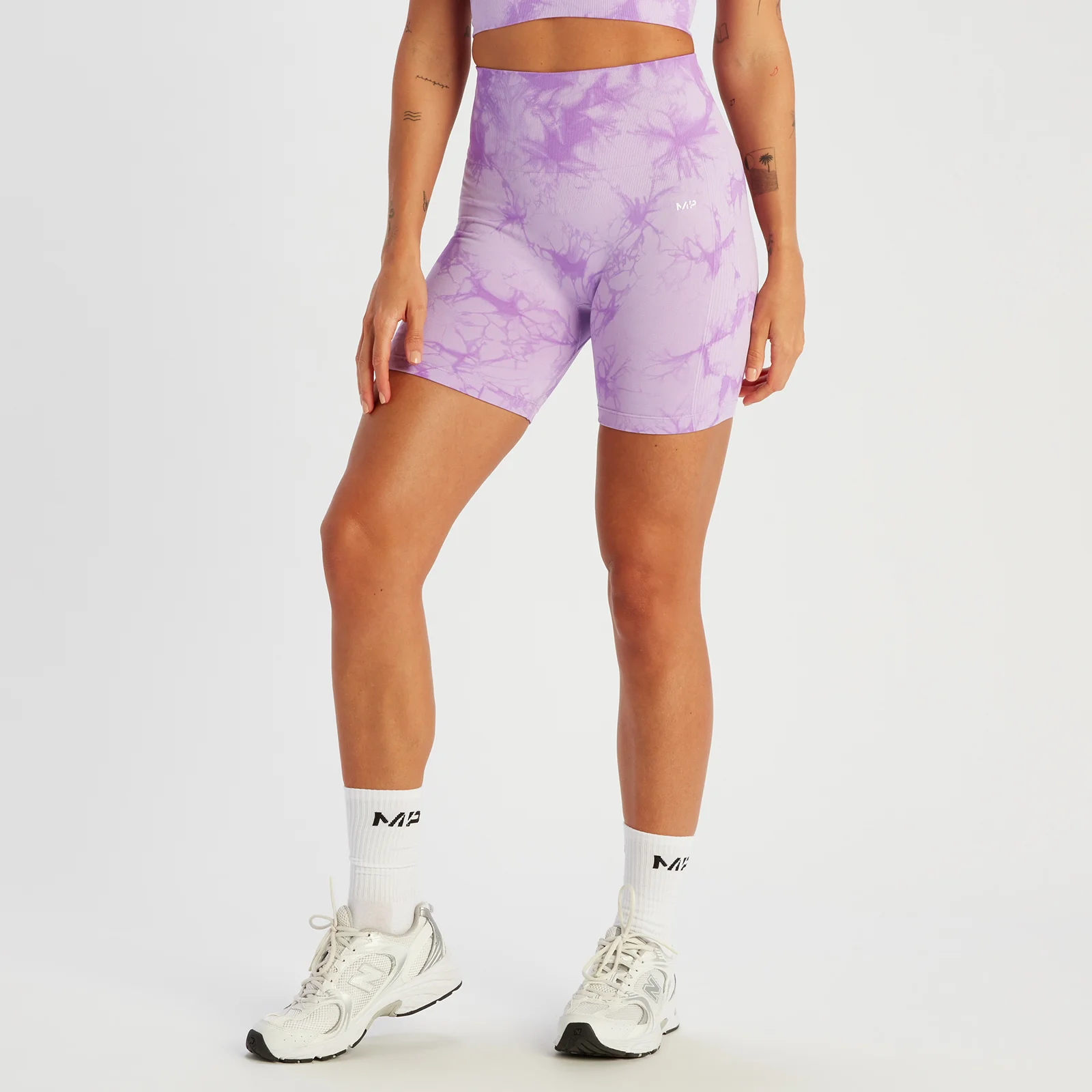 MP Women's Shape Seamless Cycling Shorts - Purple Tie Dye - XS Image 1