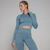 MP Women's Tempo Rib Seamless Crop 1/4 Zip - Graphine Blue