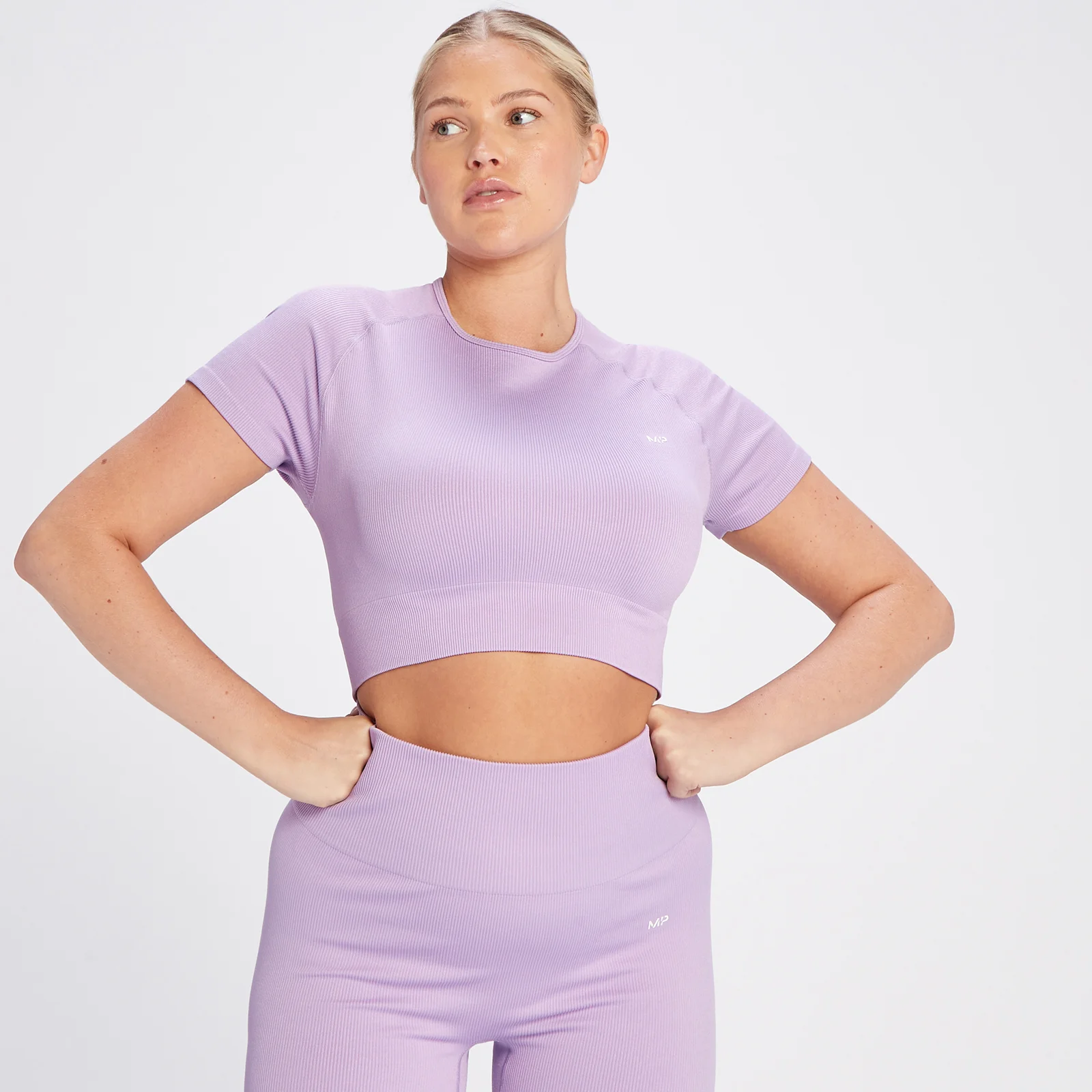 MP Women's Tempo Rib Seamless Crop Top - Bright Lilac - XL Image 1