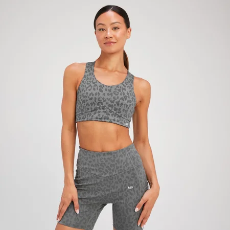MP Women's Tempo Animal Print Sports Bra - Slate Grey