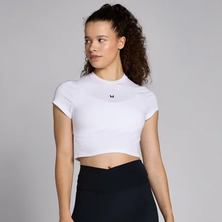 MP Women's Basics Body Fit Short Sleeve Crop T-Shirt - White