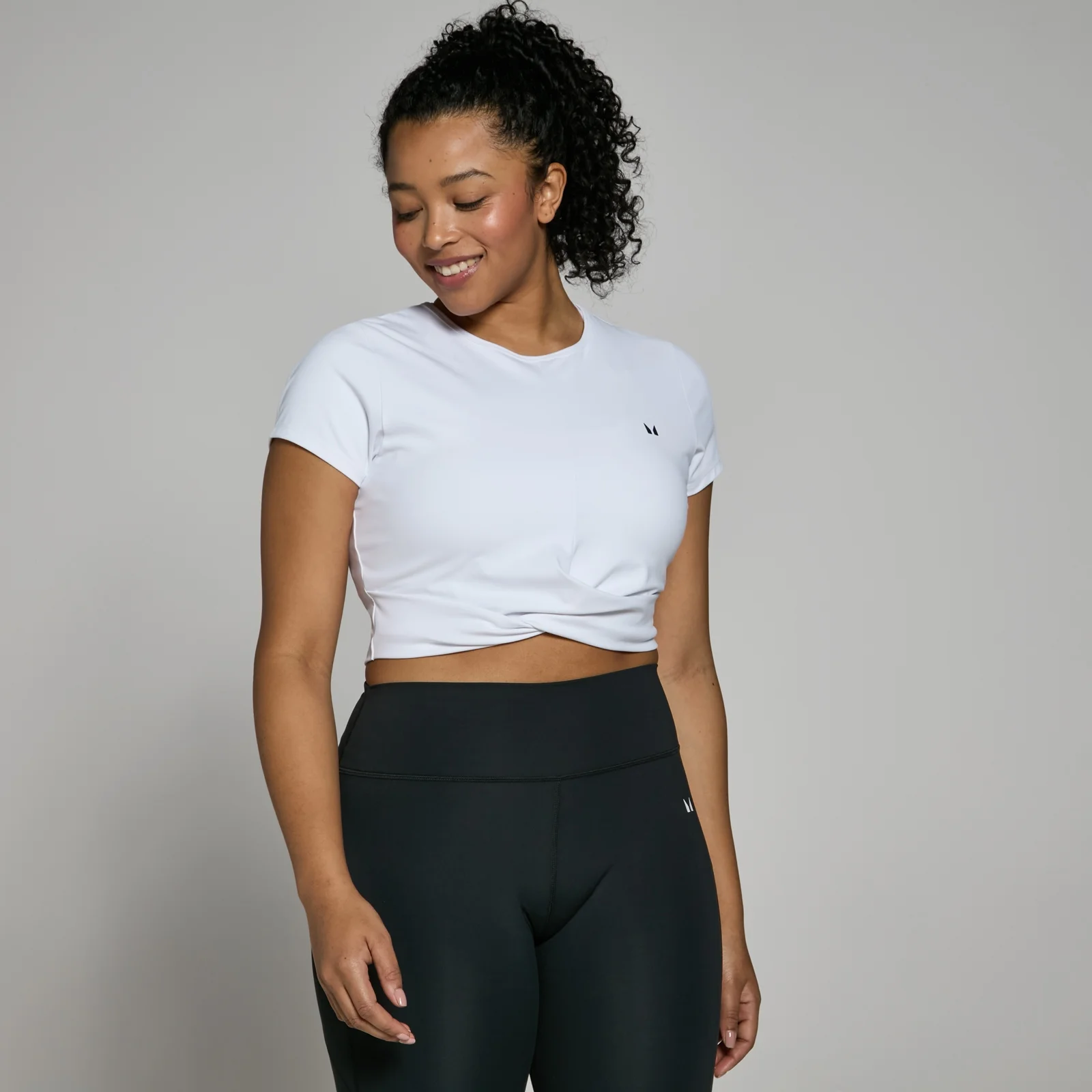 MP Women's Power Short Sleeve Crop Top - White - XS Image 1