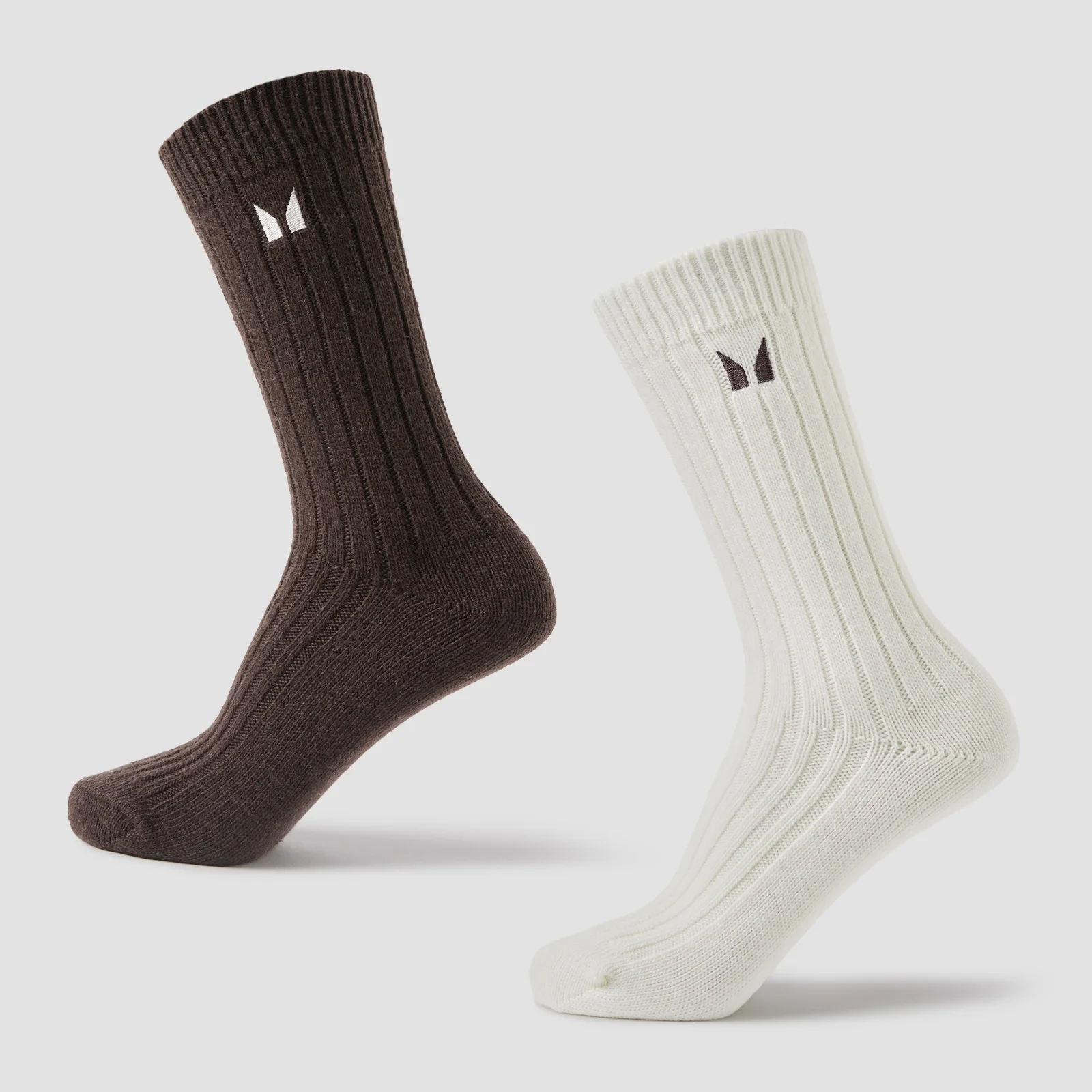 MP Chunky Knit Lifestyle Socks (2 pack) - Soft Cream/Chocolate - UK 2-5 Image 1