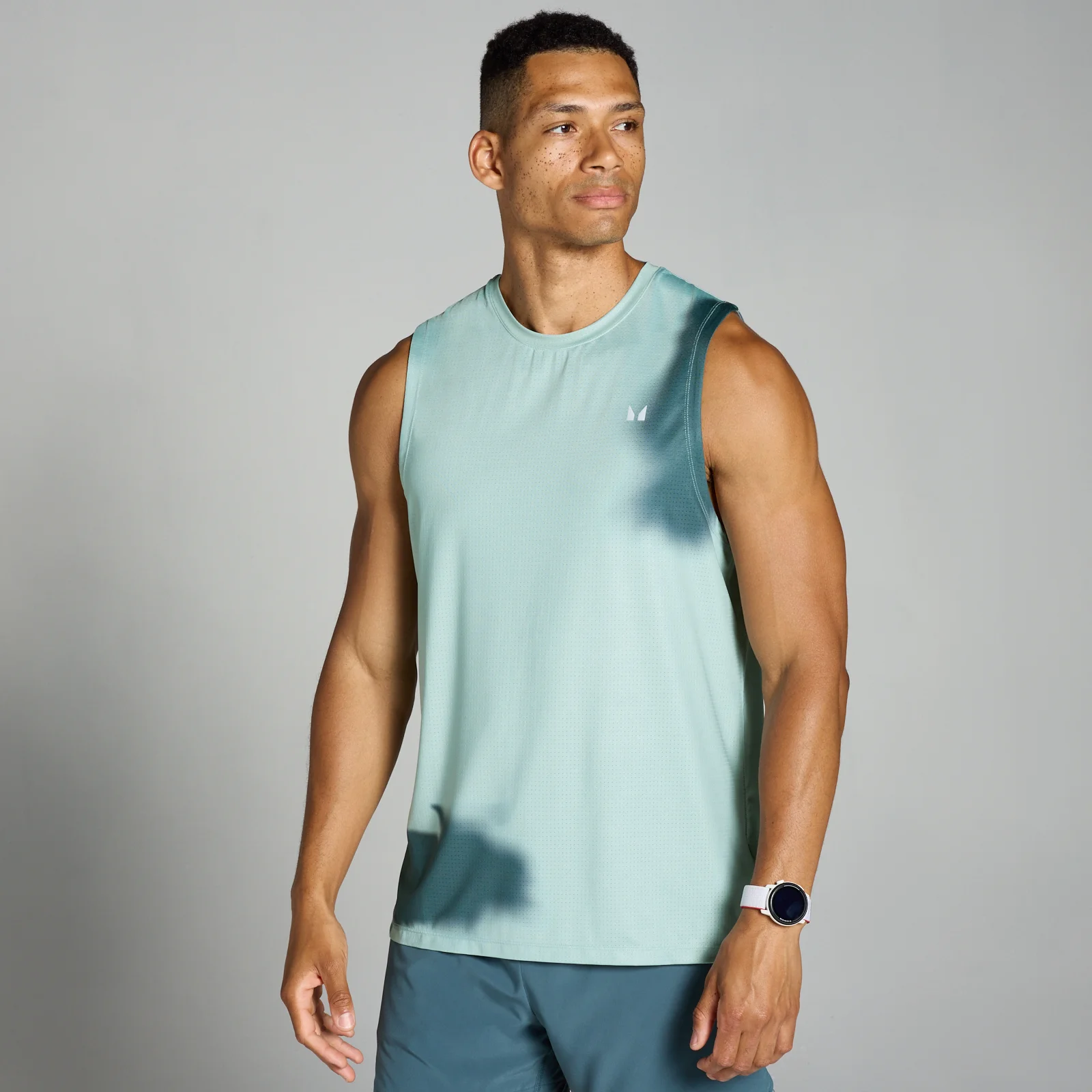 MP Men's Velocity Mesh Print Tank - Grey Mist - XS Image 1
