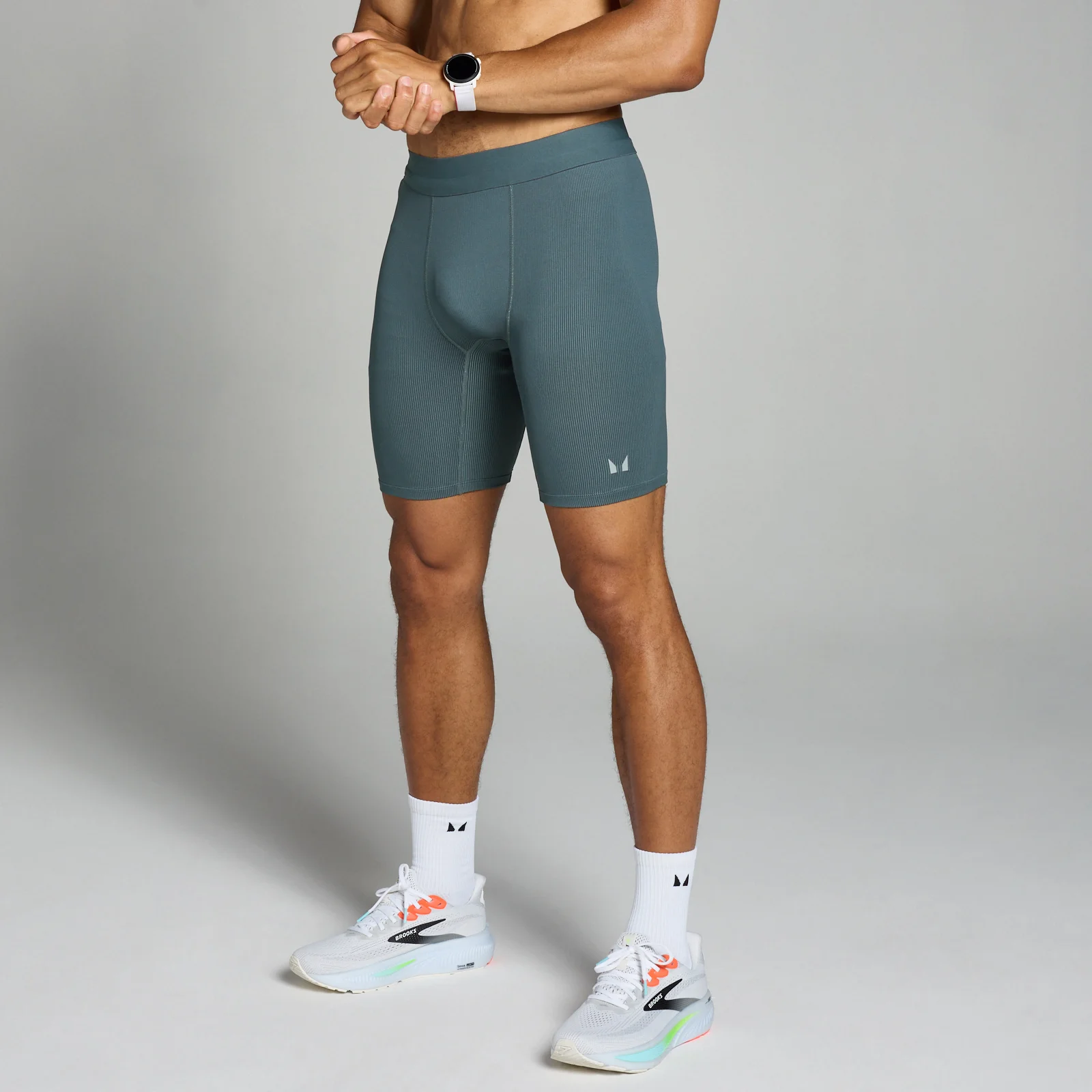 Men's Velocity Contrast Ribbed Baselayer Shorts - Dark Slate - M Image 1