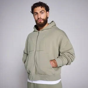 MP Men's 2 Way Zip Applique Hoodie - Deep Sage - Size XS