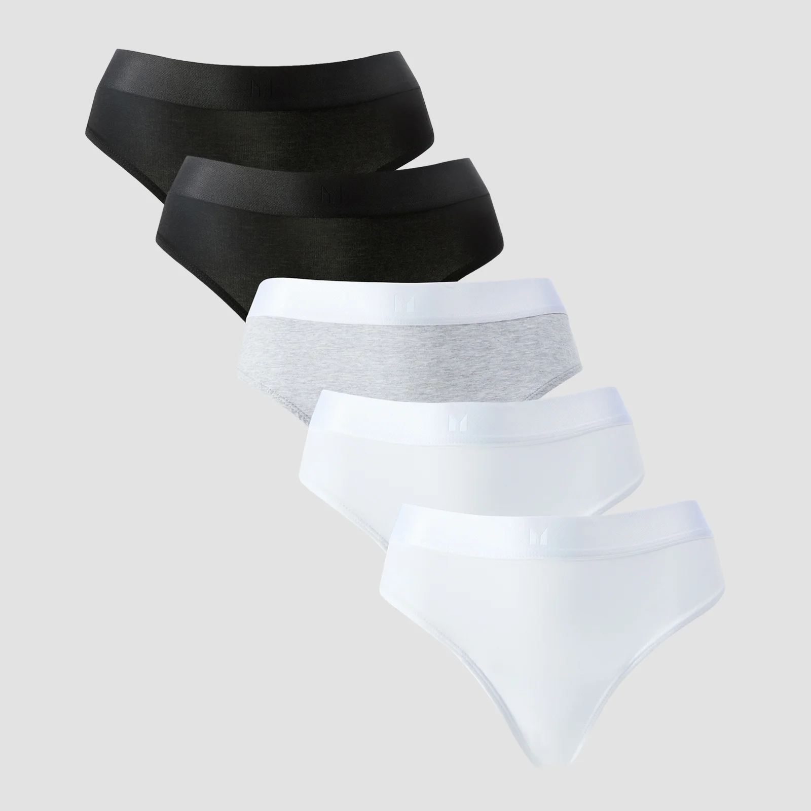 MP Women's Mid Rise Thong (5 Pack) - White/Black/Grey Marl - XS Image 1