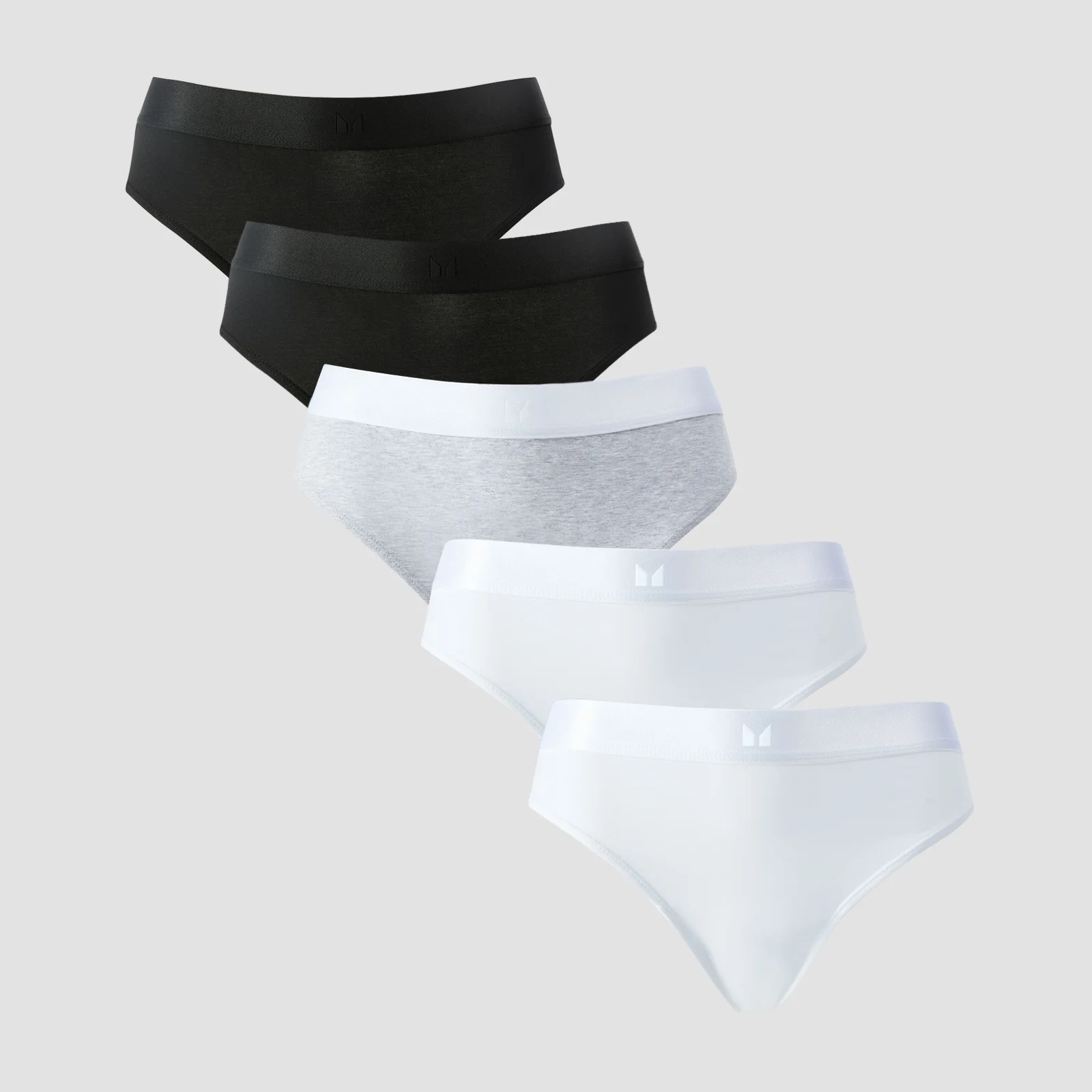 MP Women's Mid Rise Bikini Brief (5 Pack) - White/Black/Grey Marl - XS Image 1