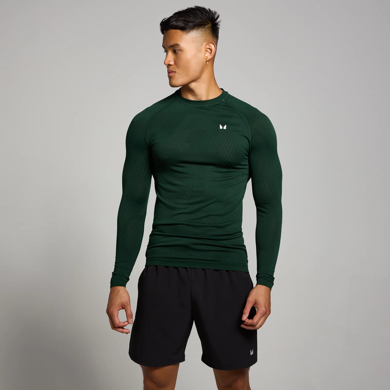 MP Men's Tempo Pillar Graphic Seamless Long Sleeve Top - Dark Emerald - XS Image 1