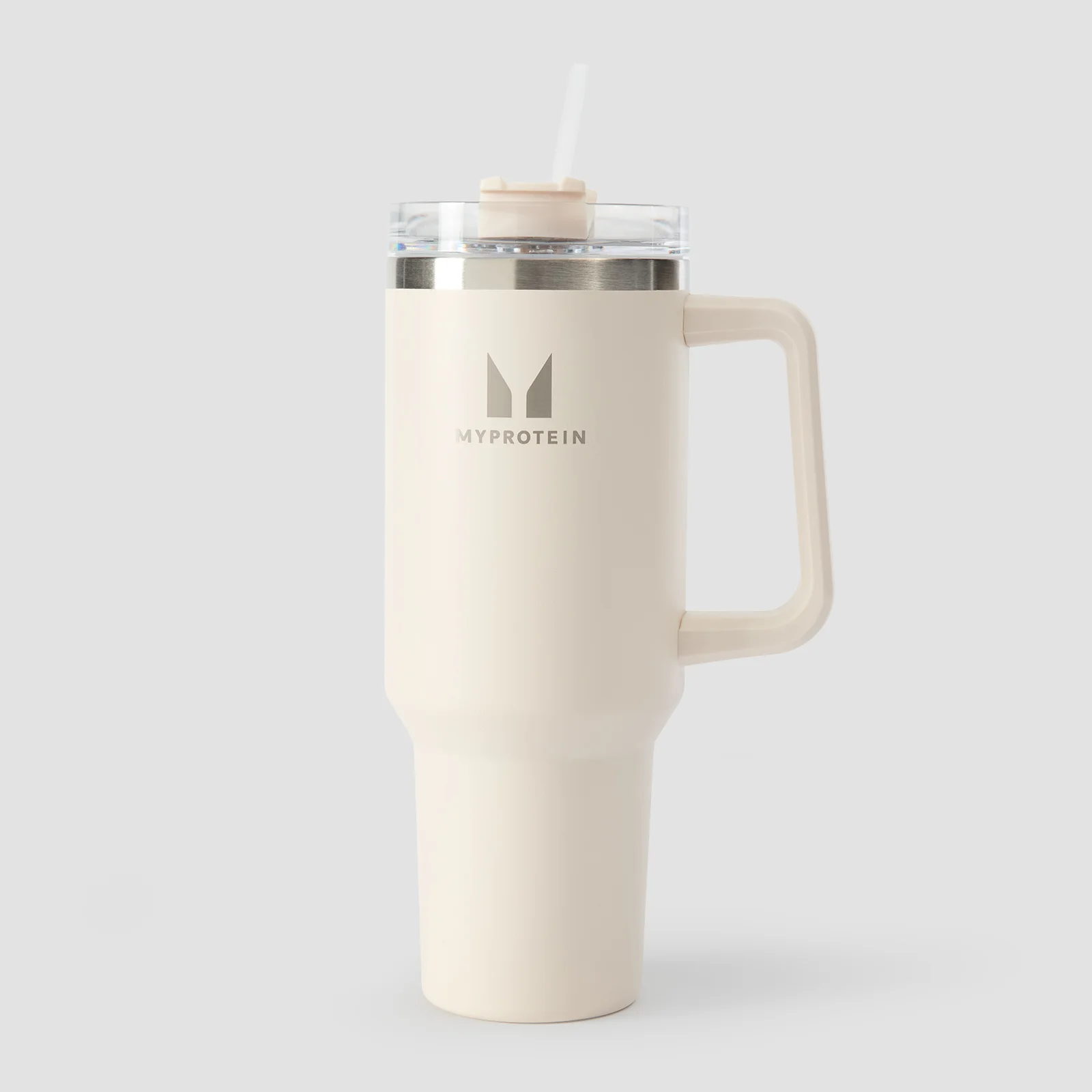 Myprotein Metal Side Handle Straw Bottle 1200ml - Natural Cream Image 1