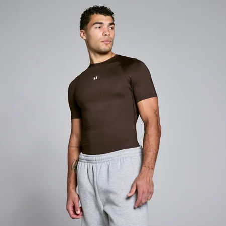 Men's Training Short Sleeve Compression T-Shirt - Chocolate