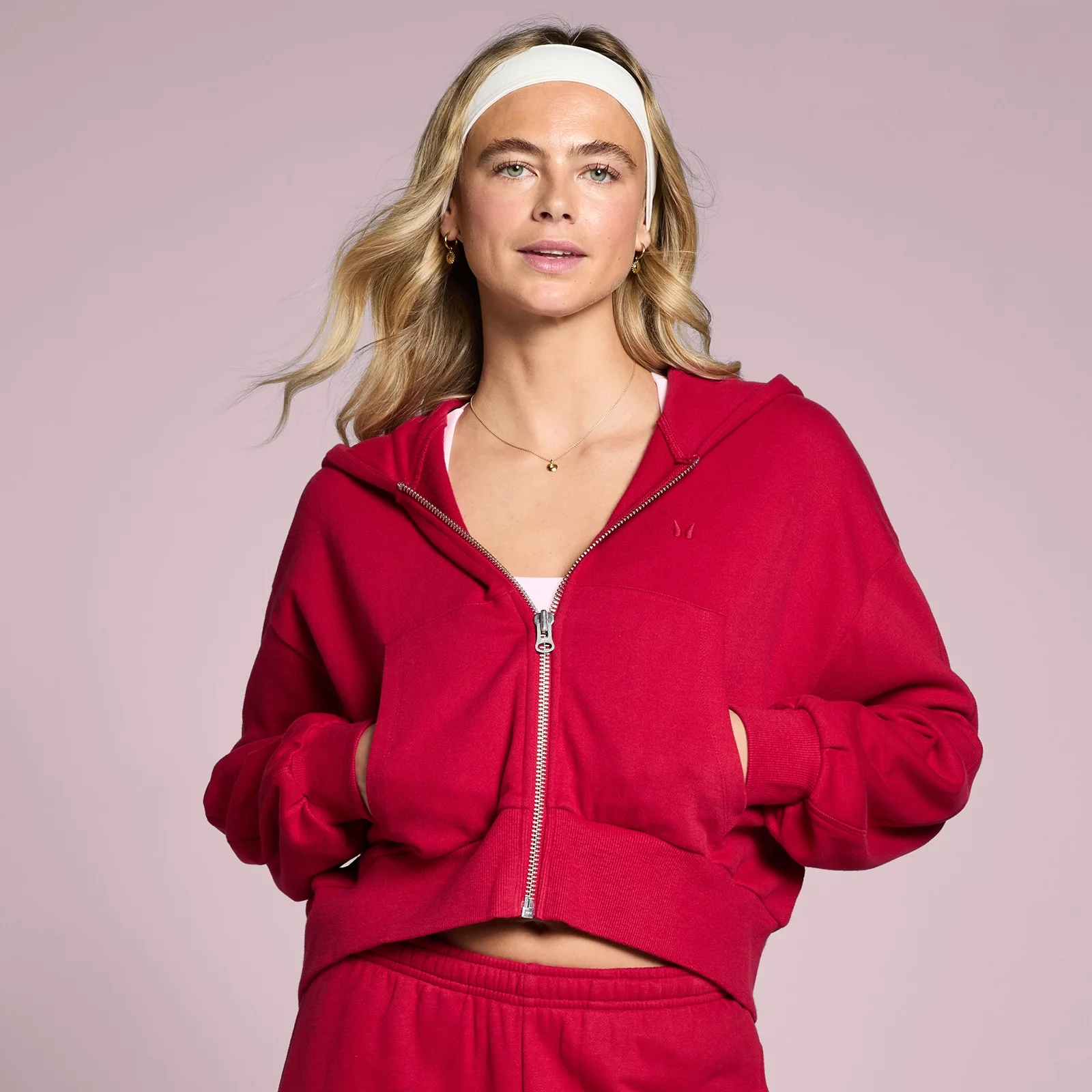 MP Women's Lifestyle Zip Through Hoodie - Rose Red - XL Image 1
