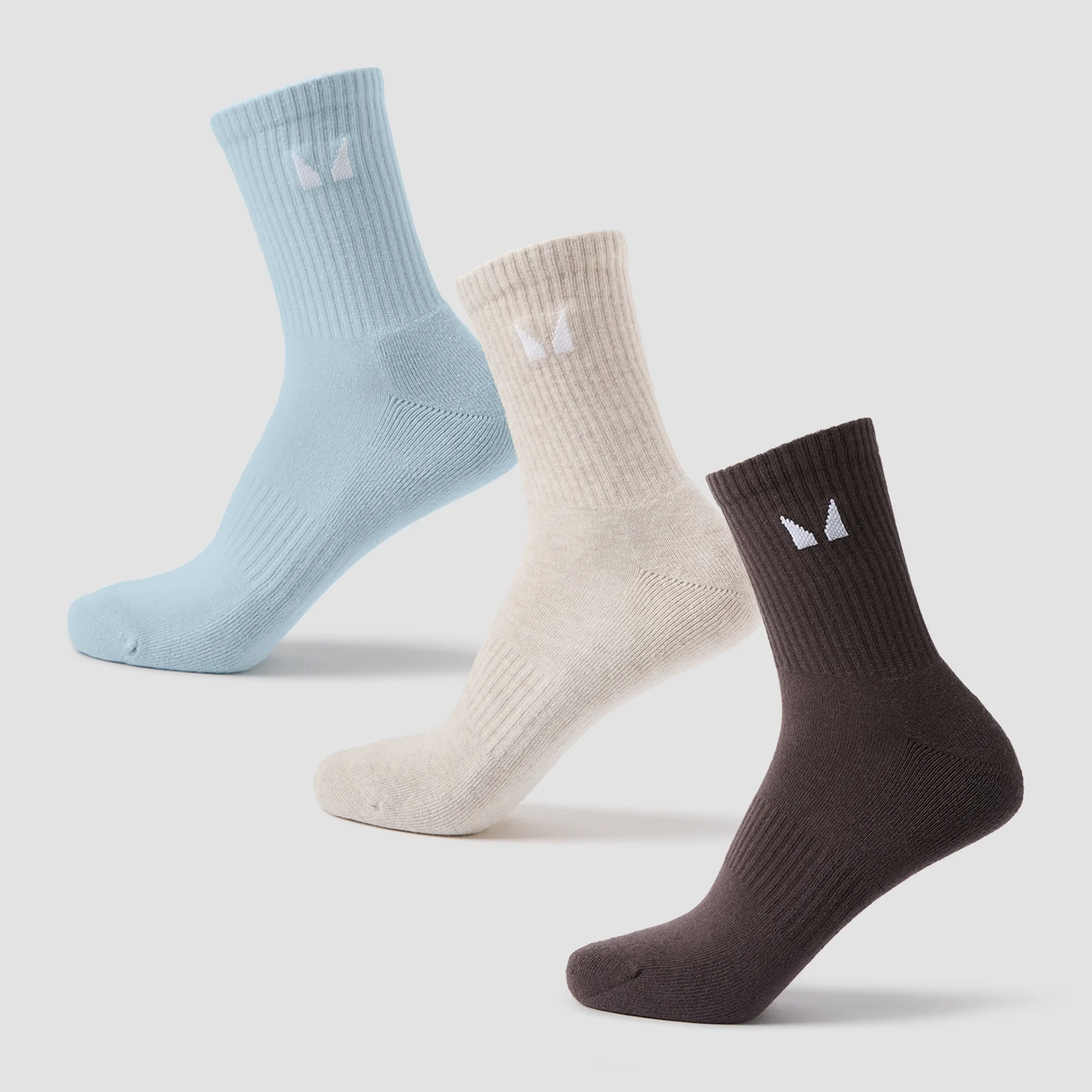 MP Unisex Crew Socks (3 Pack) - Cocoa/Baby Blue/Sand - UK 2-5 Image 1