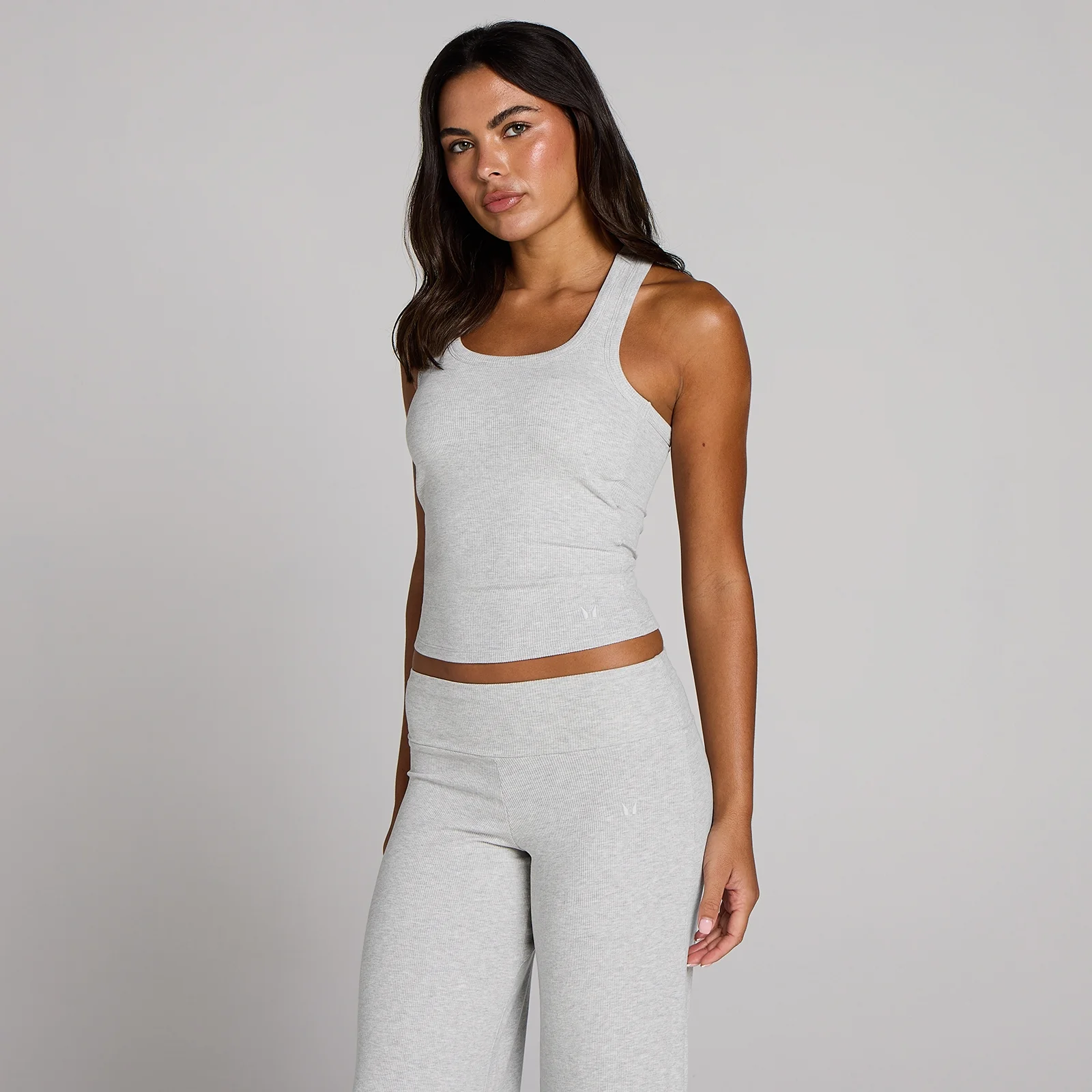 MP Women's Ribbed Tank Top With Built in Bra - Grey Marl - S Image 1