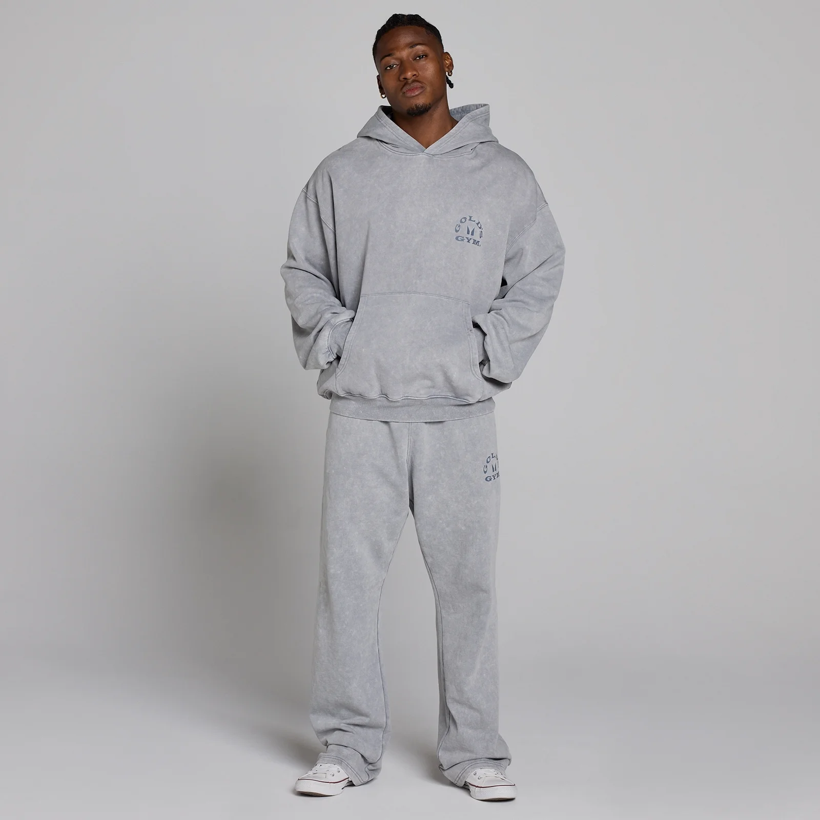 MP X Gold's Men's Washed Graphic Oversized Hoodie - Steel Blue - S Image 5