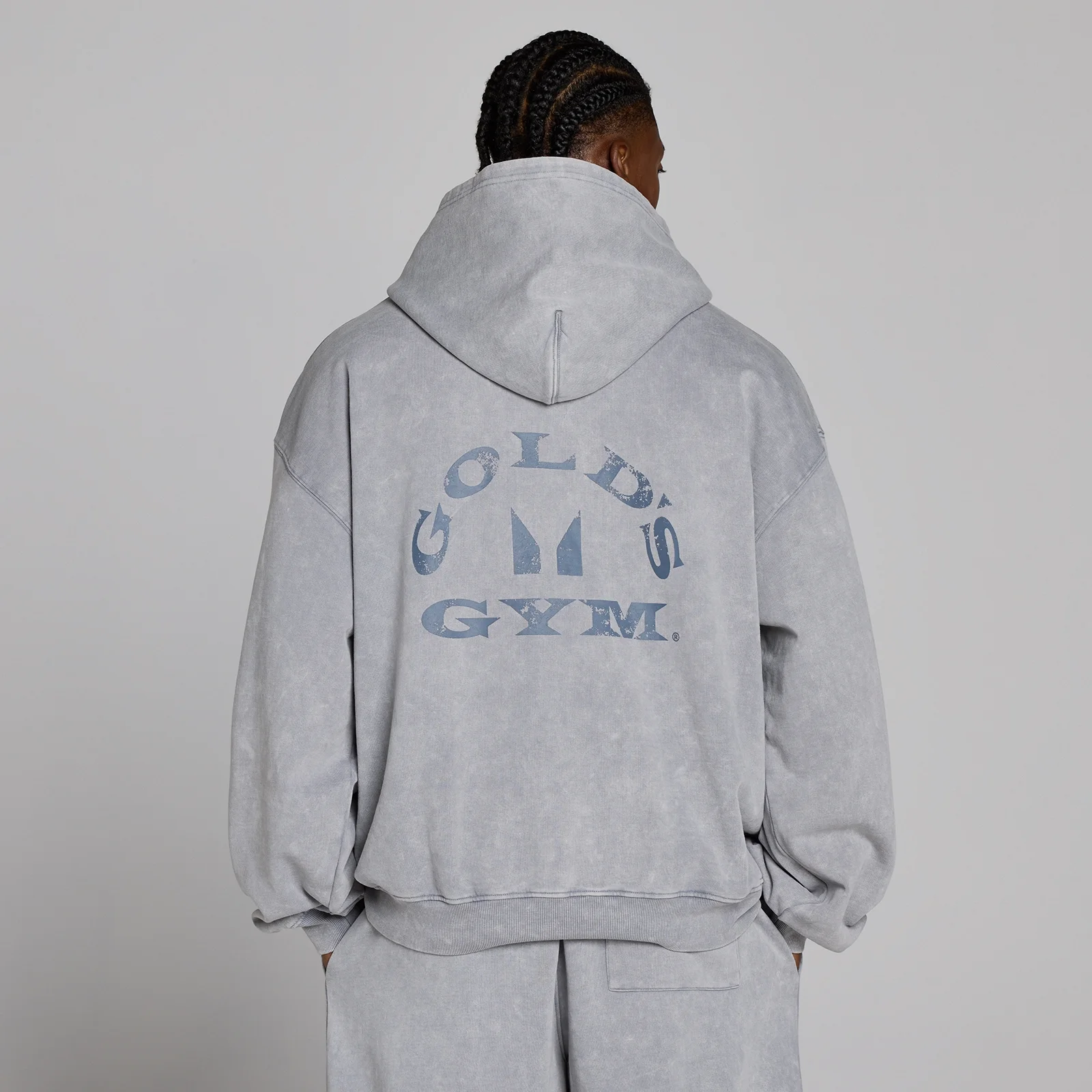 MP X Gold's Men's Washed Graphic Oversized Hoodie - Steel Blue - S Image 4