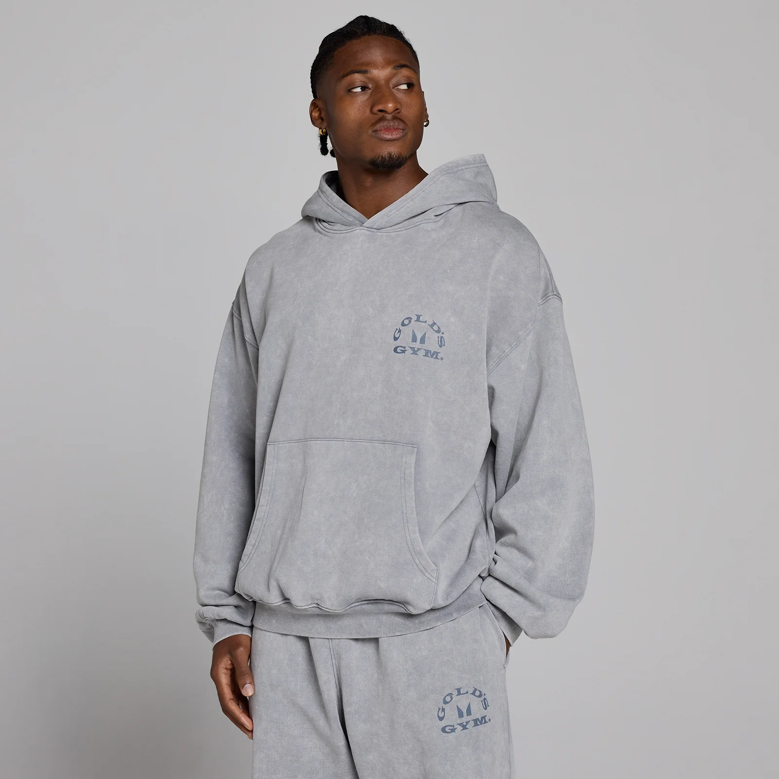 MP X Gold's Men's Washed Graphic Oversized Hoodie - Steel Blue - S Image 3