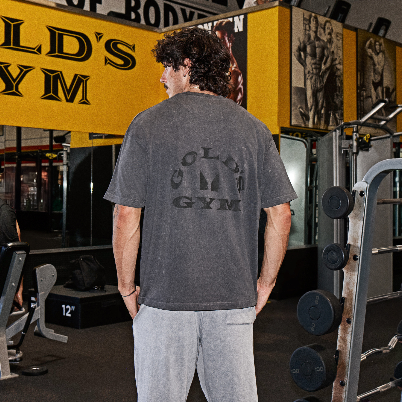 MP X Gold's Men's Washed Graphic Oversized T-Shirt - Washed Coal - M Image 1