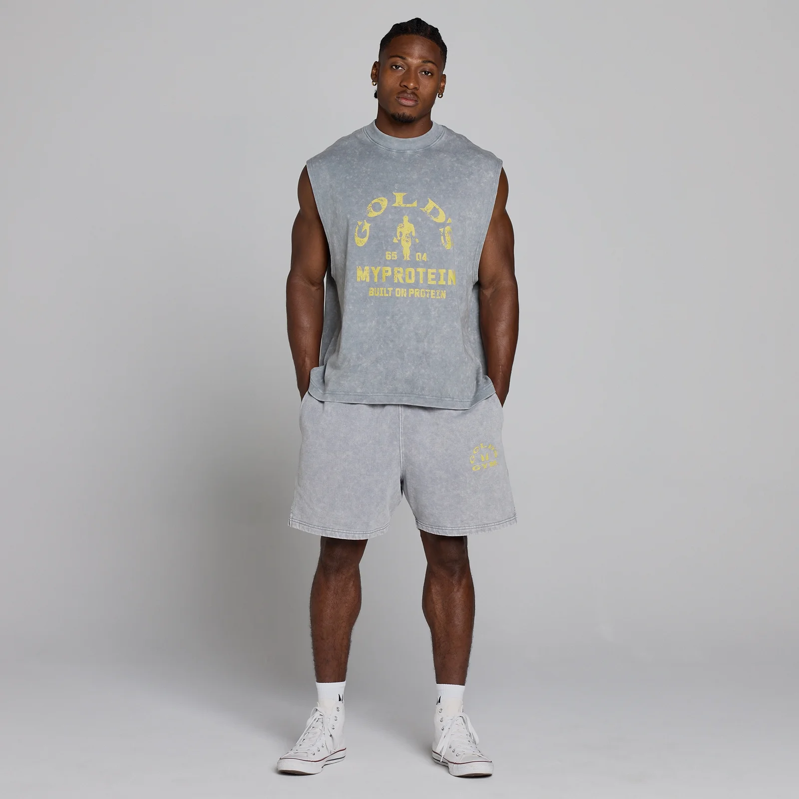 MP X Gold's Men's Washed Graphic Oversized Tank - Steel Blue - M Image 5