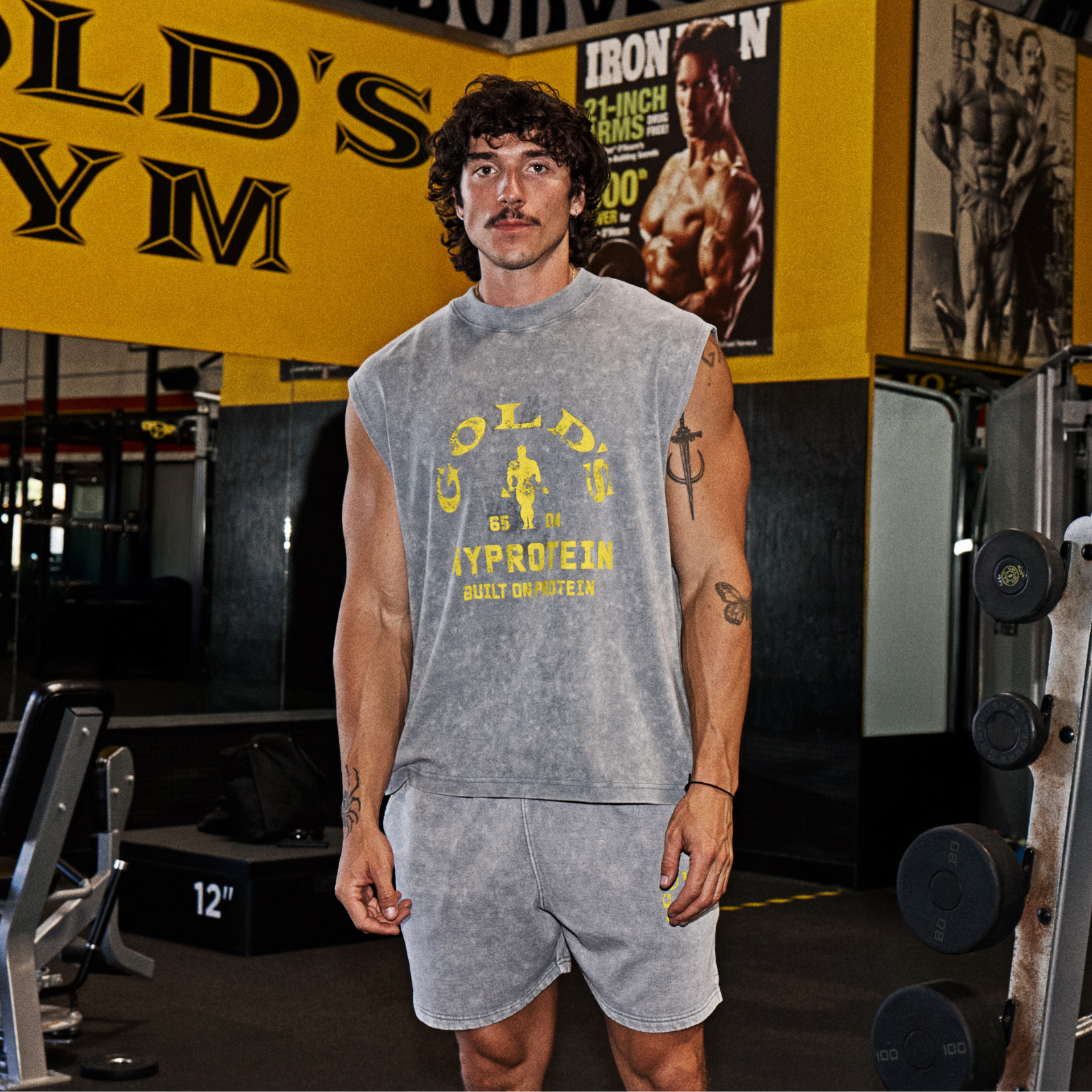 MP X Gold's Men's Washed Graphic Oversized Tank - Steel Blue - M Image 1