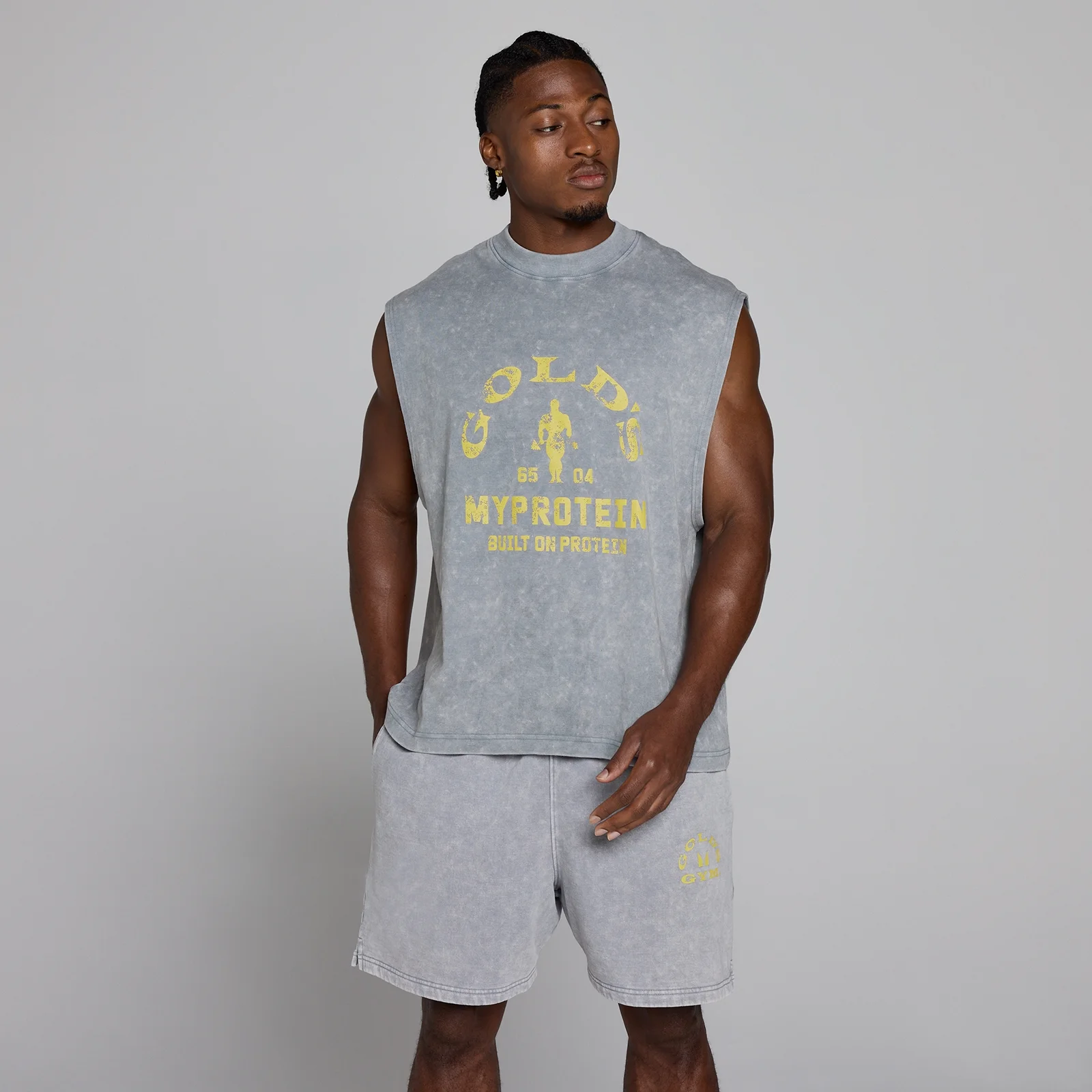 MP X Gold's Men's Washed Graphic Oversized Tank - Steel Blue - M Image 3