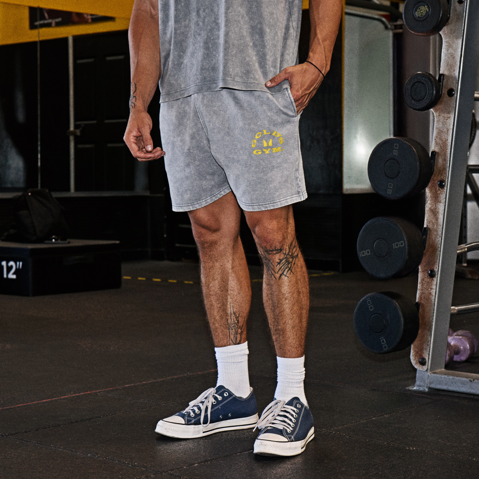 MP X Gold's Men's Washed Graphic Oversized Sweat Shorts - Steel Blue - M Image 1
