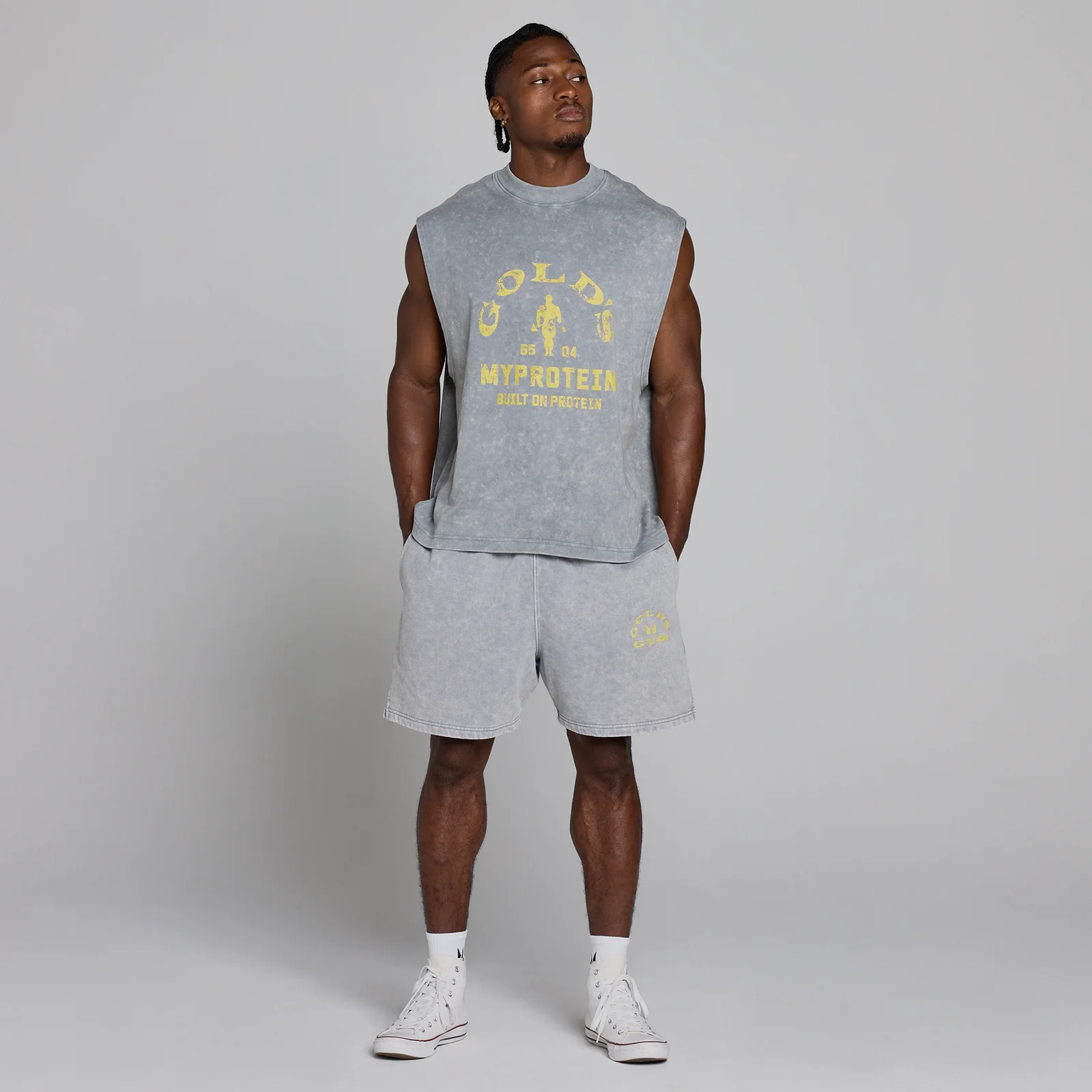 MP X Gold's Men's Washed Graphic Oversized Sweat Shorts - Steel Blue - M Image 5