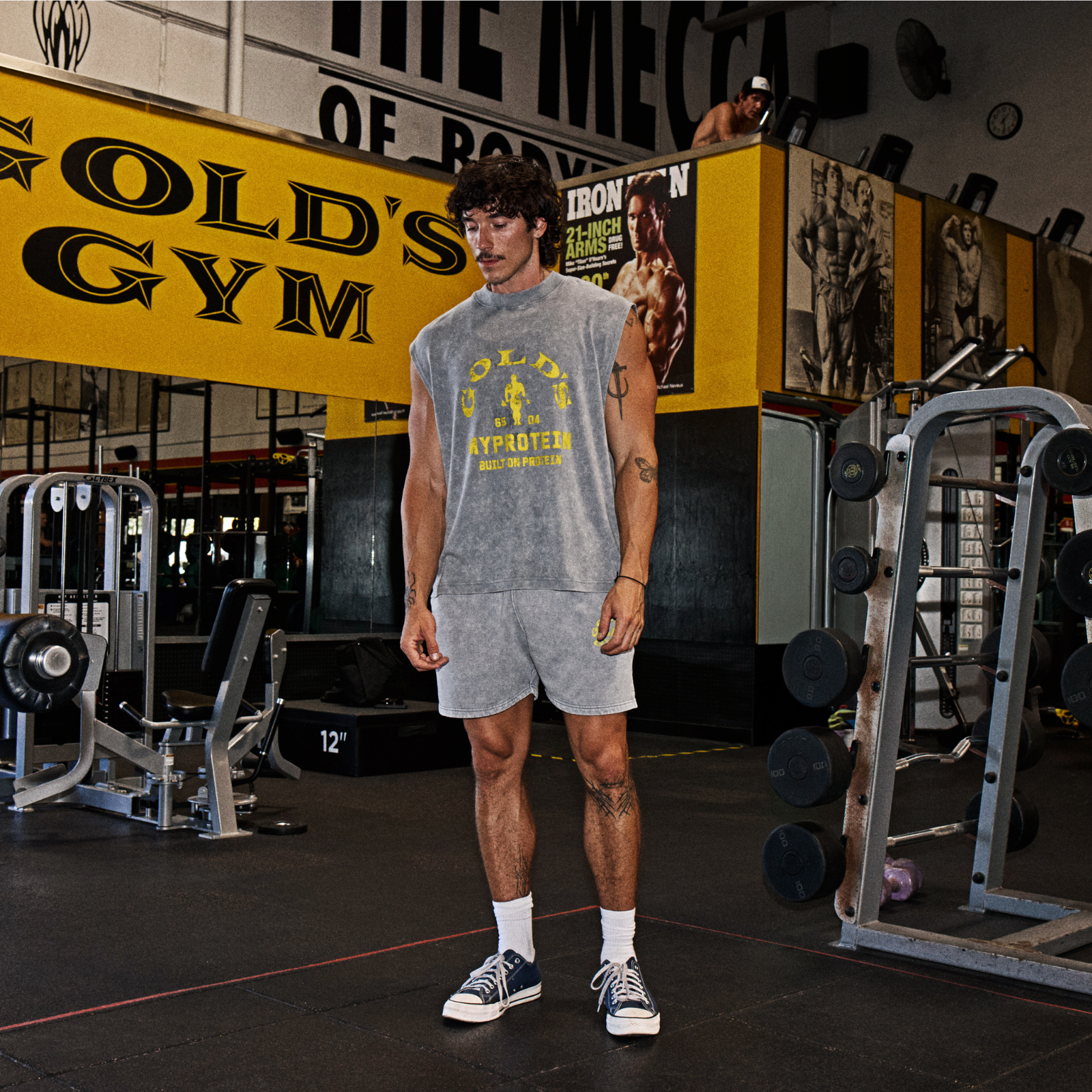 MP X Gold's Men's Washed Graphic Oversized Sweat Shorts - Steel Blue - M Image 2